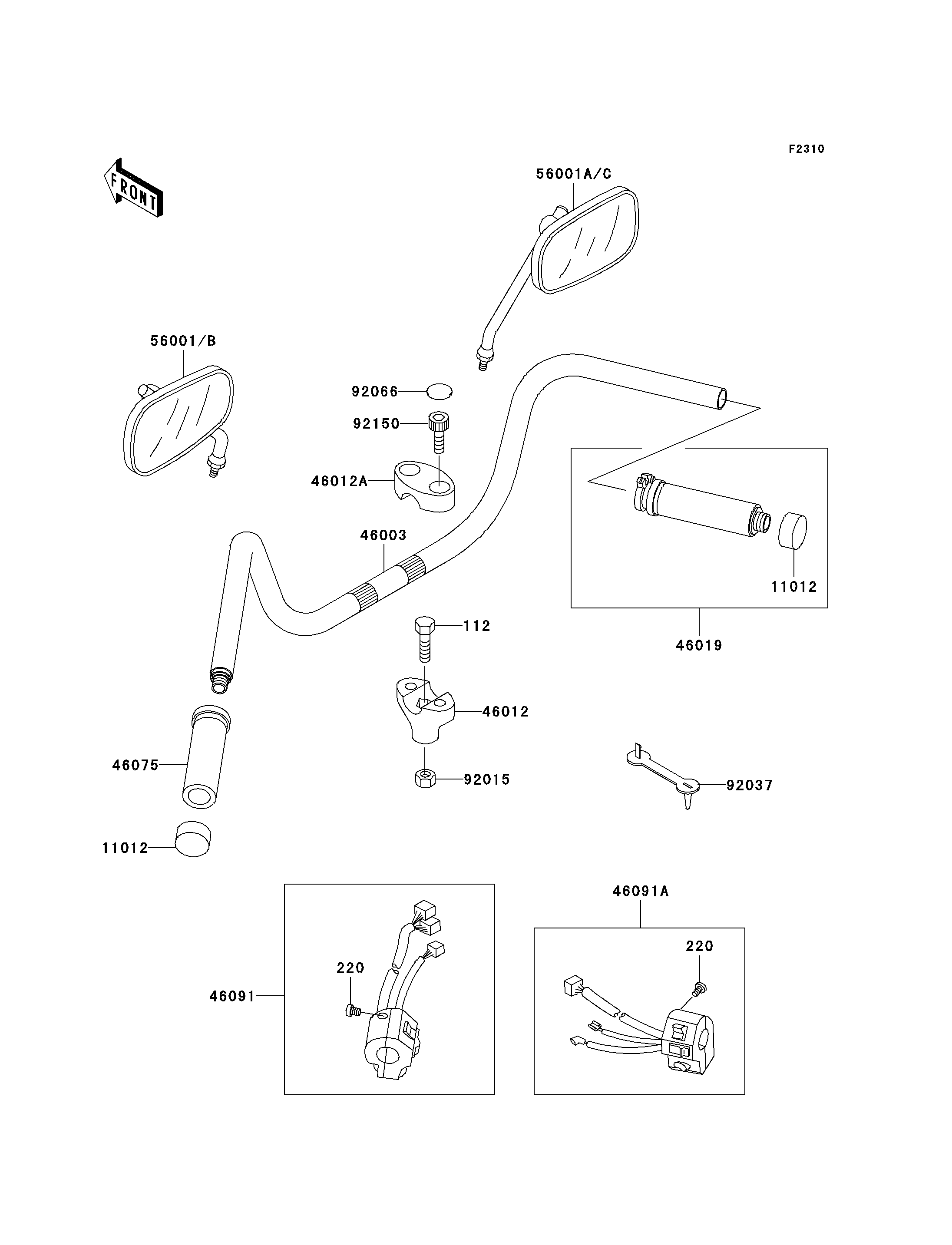 GUIDON POUR VN1500 CLASSIC VN1500 D1 BLANC 1996 EUROPE