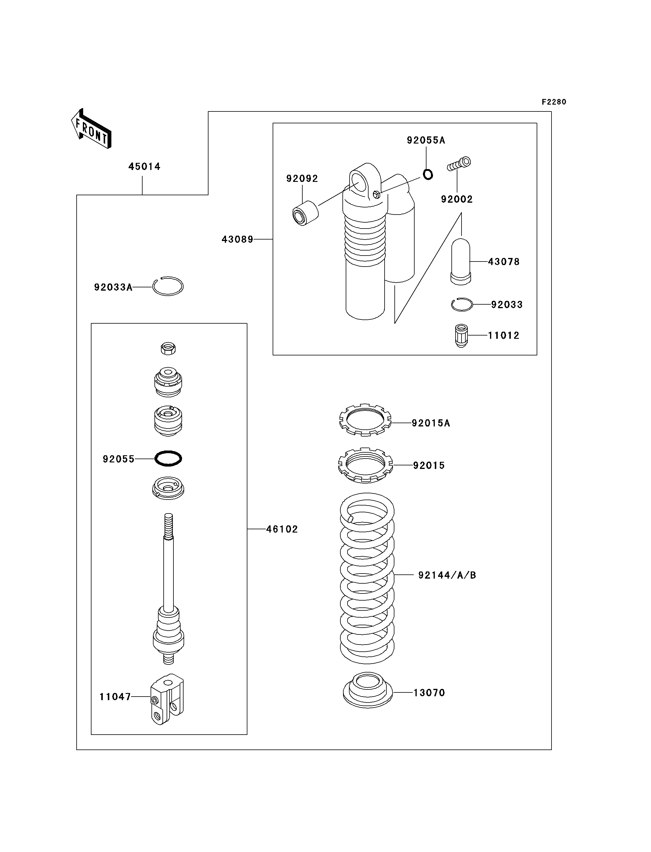 AMORTISSEUR POUR KX100 KX100 B7 VERT 1997 EUROPE