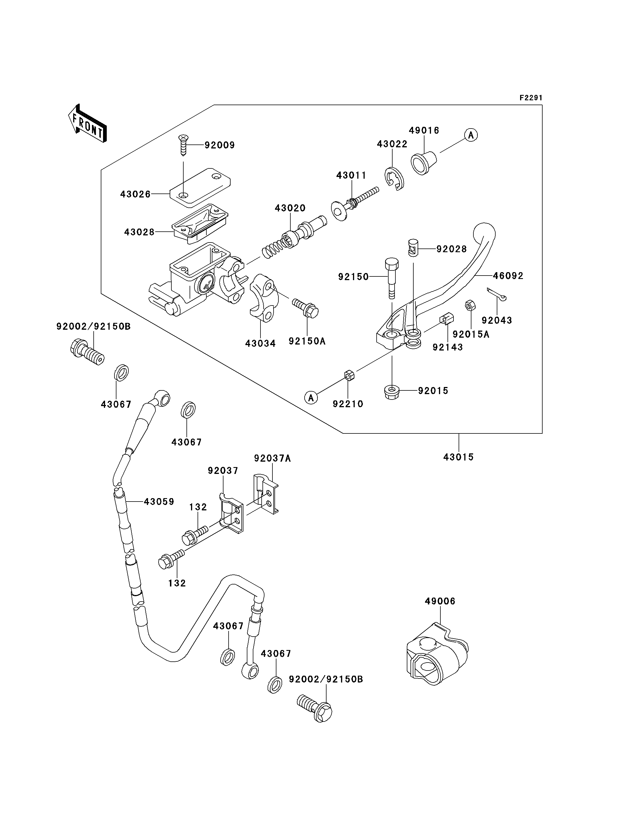 MAITRE CYLINDRE AV POUR KX125 KX125 K4 VERT 1997 EUROPE
