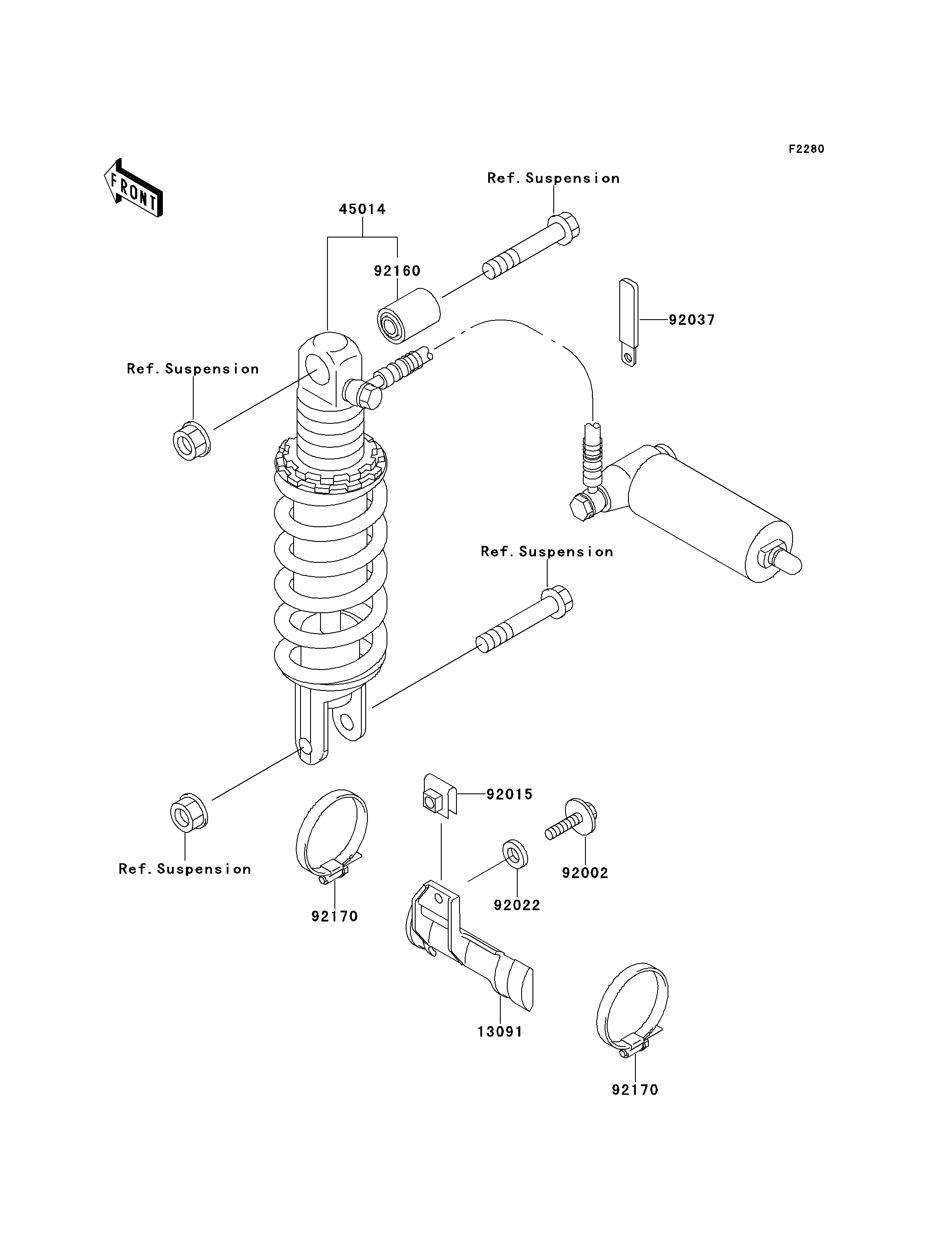 AMORTISSEUR POUR NINJA ZX 9R ZX900 B4 NOIR 1997 EUROPE