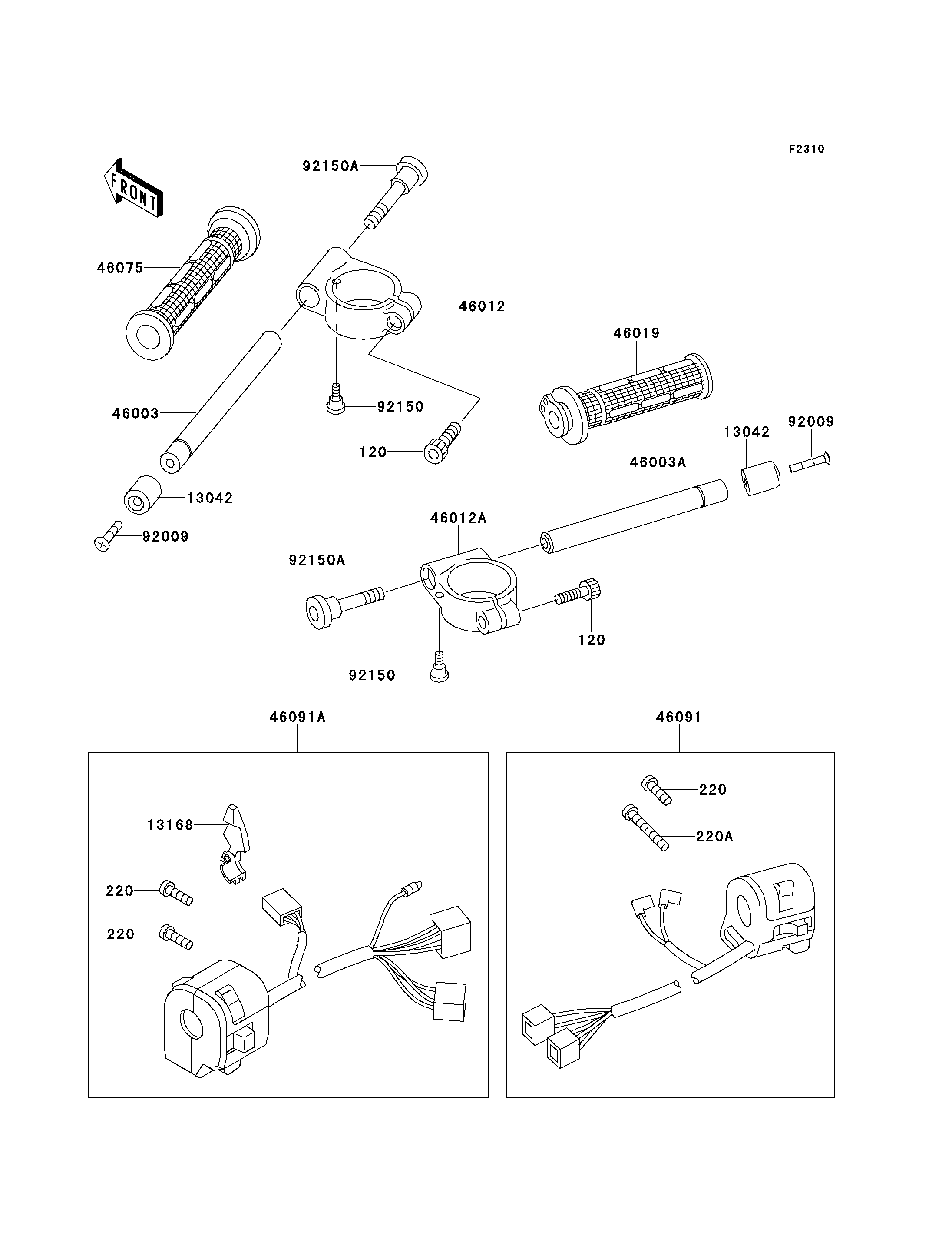 GUIDON POUR NINJA ZX 9R ZX900 B1 ROUGE 1994 EUROPE