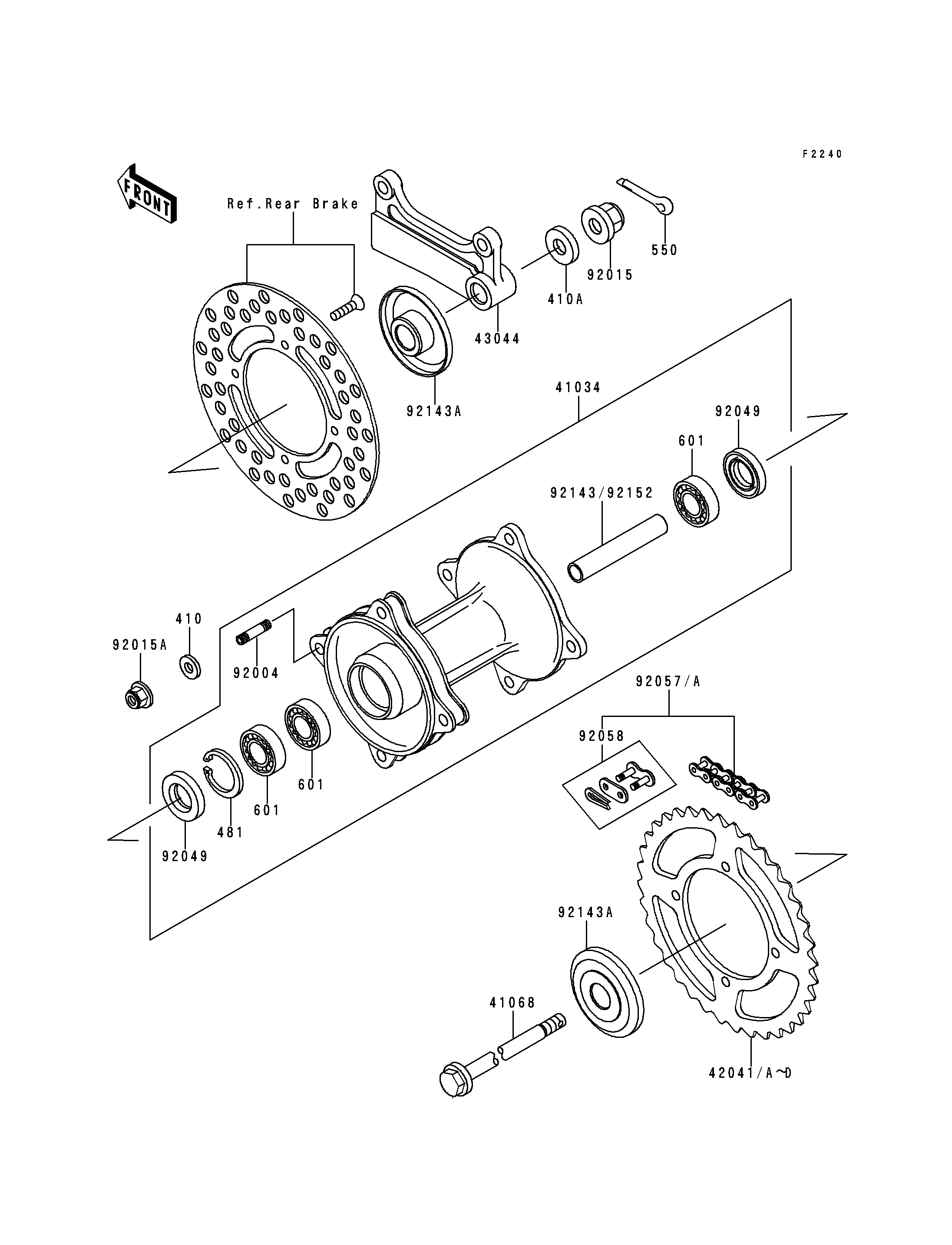 MOYEU ARRIERE POUR KX80 KX80 II KX80 X1 VERT 1998 EUROPE