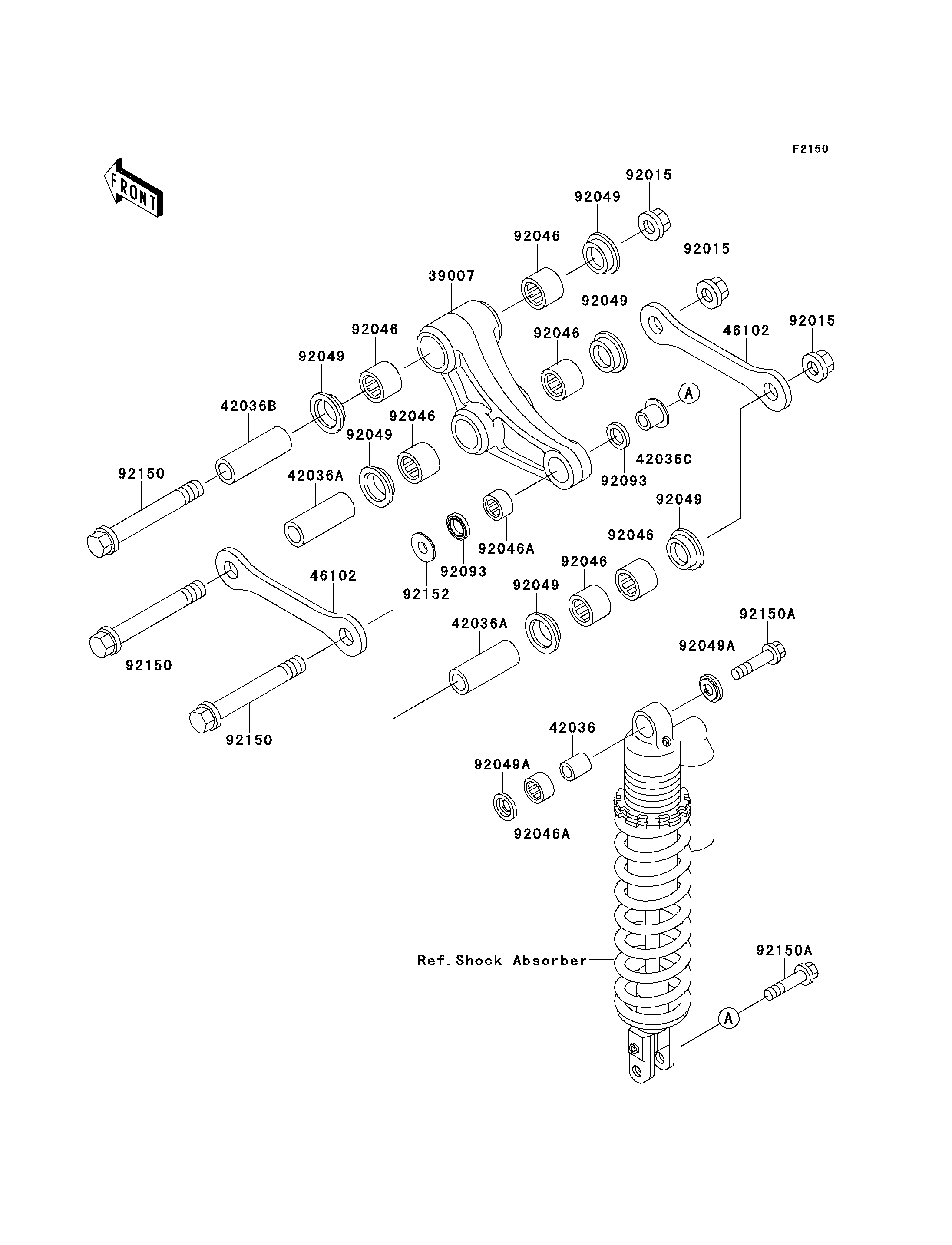 SUSPENSION POUR KX100 KX100 C1 VERT 1998 EUROPE