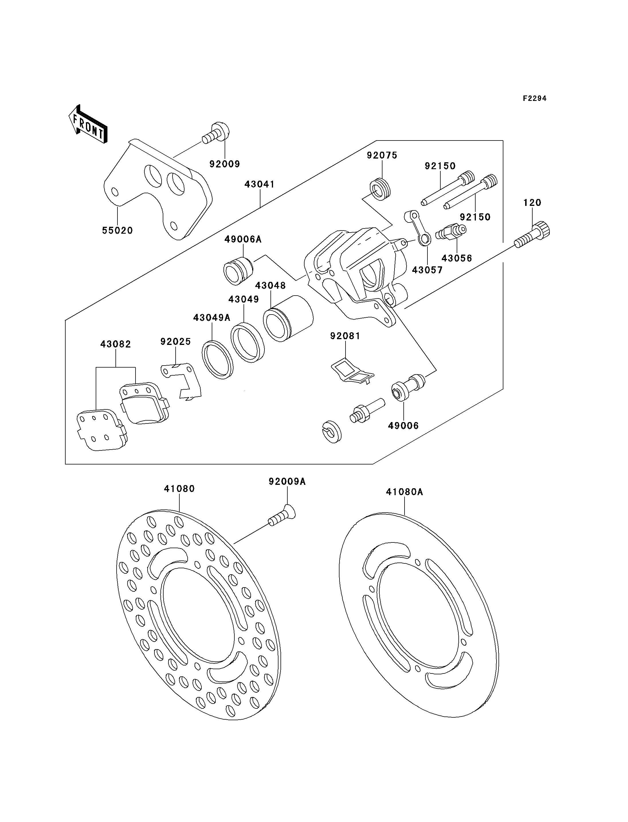 FREIN ARRIERE POUR KX100 KX100 C1 VERT 1998 EUROPE