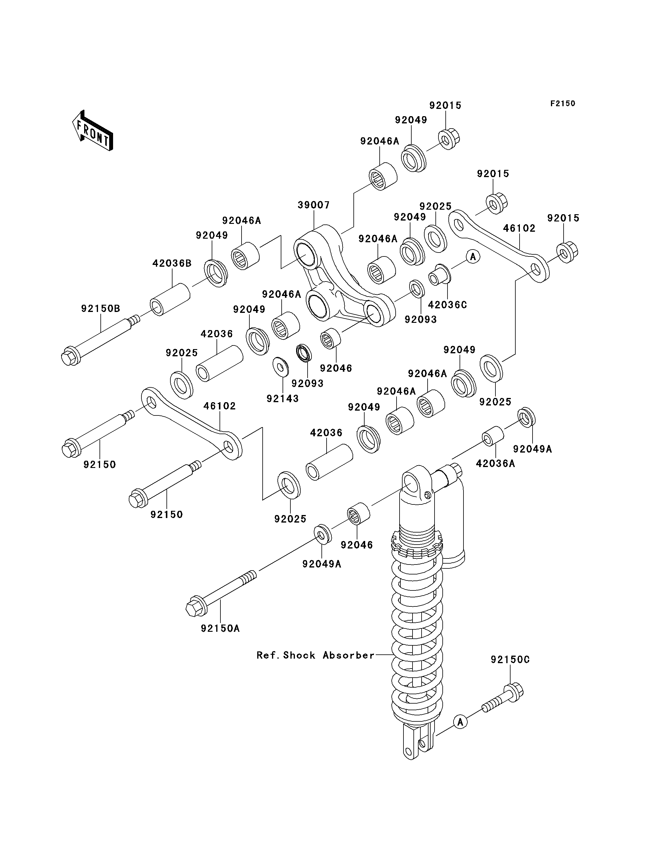 SUSPENSION POUR KX125 KX125 K5 VERT 1998 EUROPE