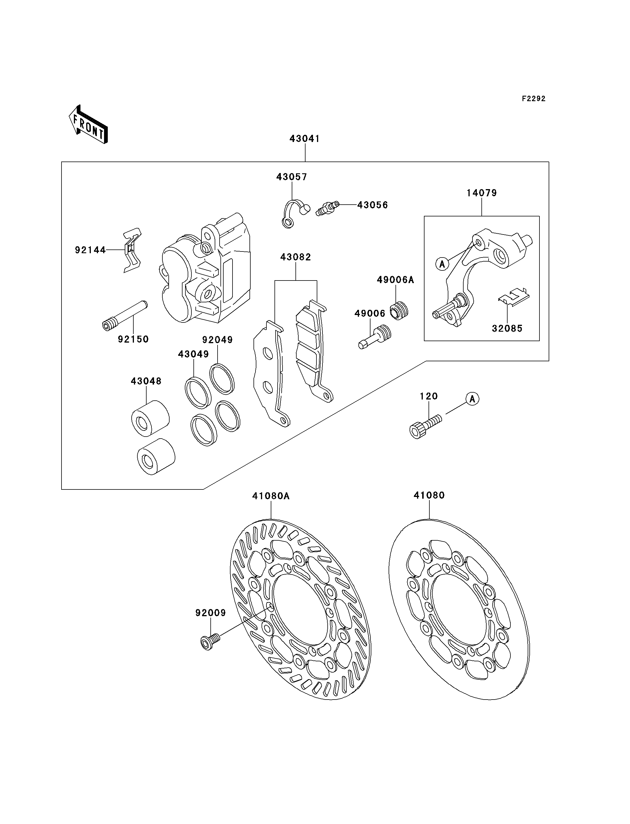 FREIN AVANT POUR KX125 KX125 K4 VERT 1997 EUROPE