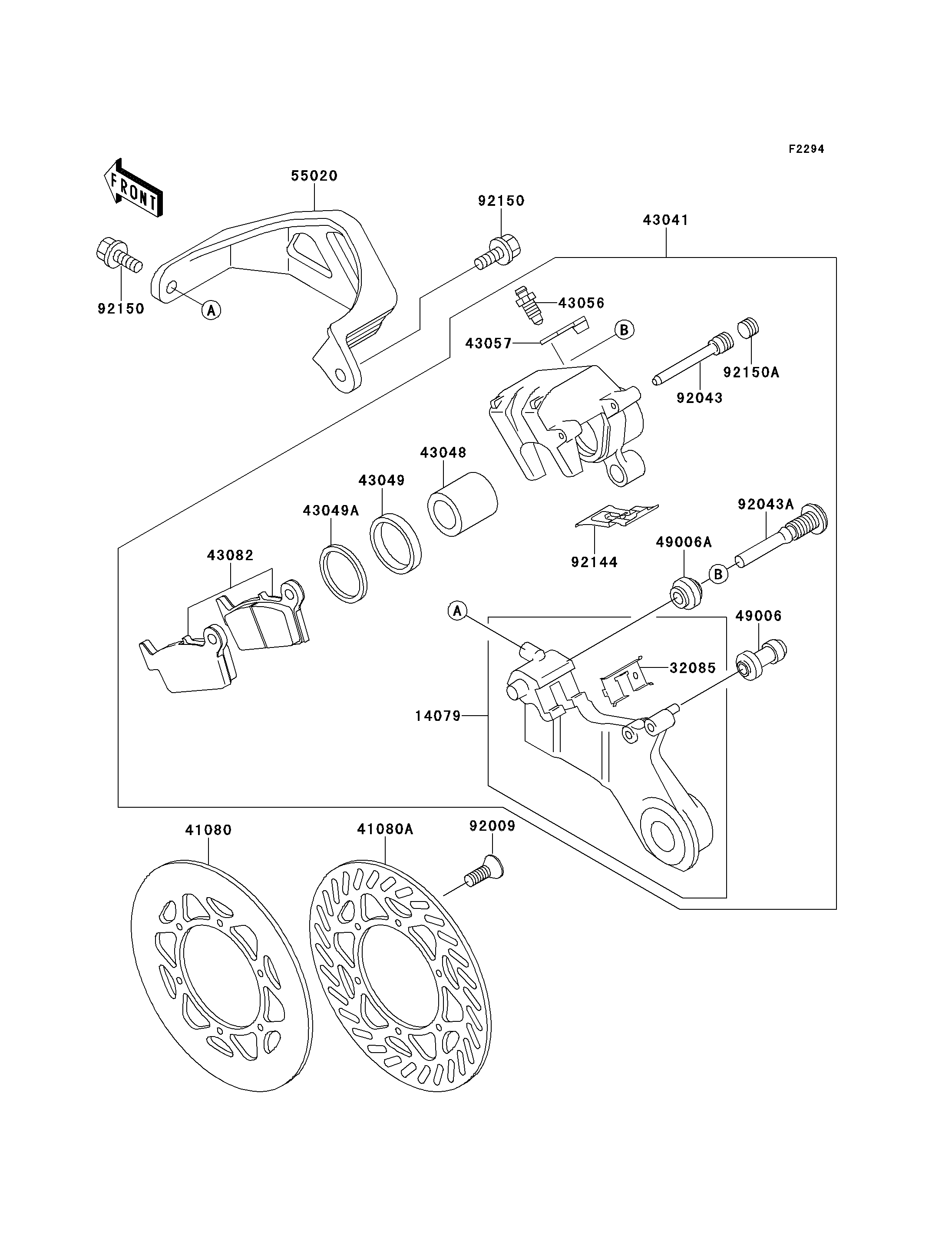 FREIN ARRIERE POUR KX125 KX125 K4 VERT 1997 EUROPE