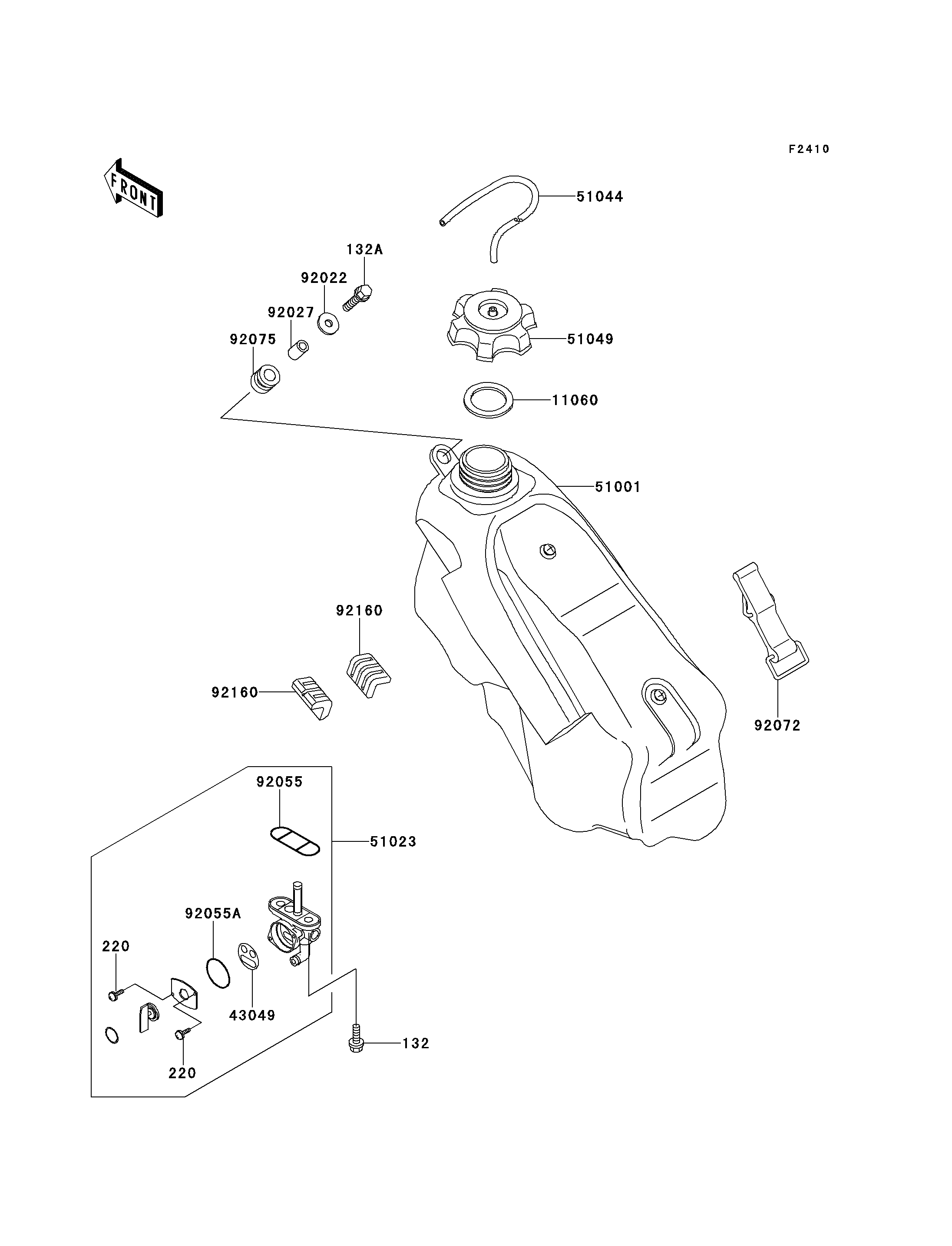 RESERVOIR CARBURANT POUR KX250 KX250 K4 VERT 1997 EUROPE