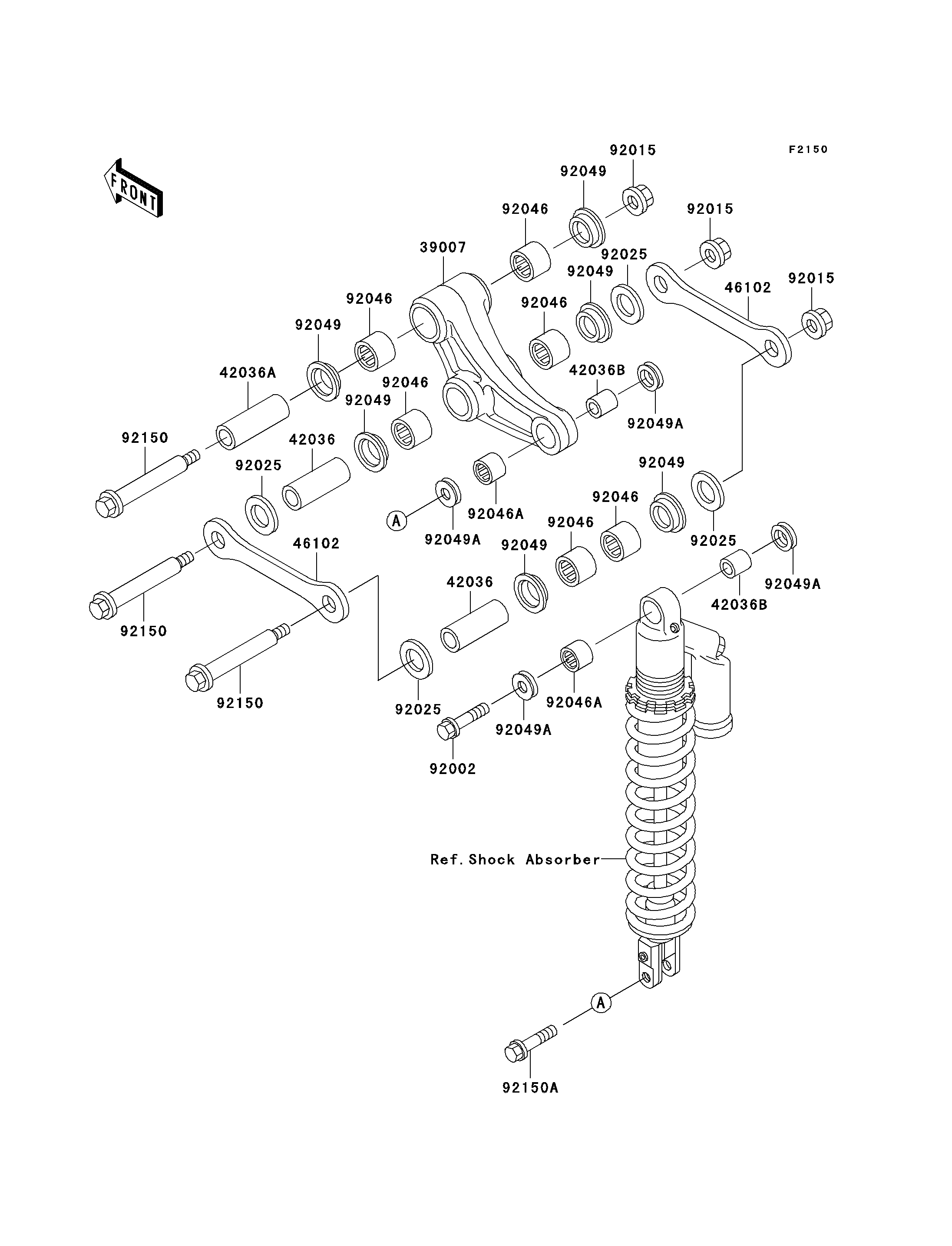 SUSPENSION POUR KX125 KX125 G1 VERT 1989 EUROPE