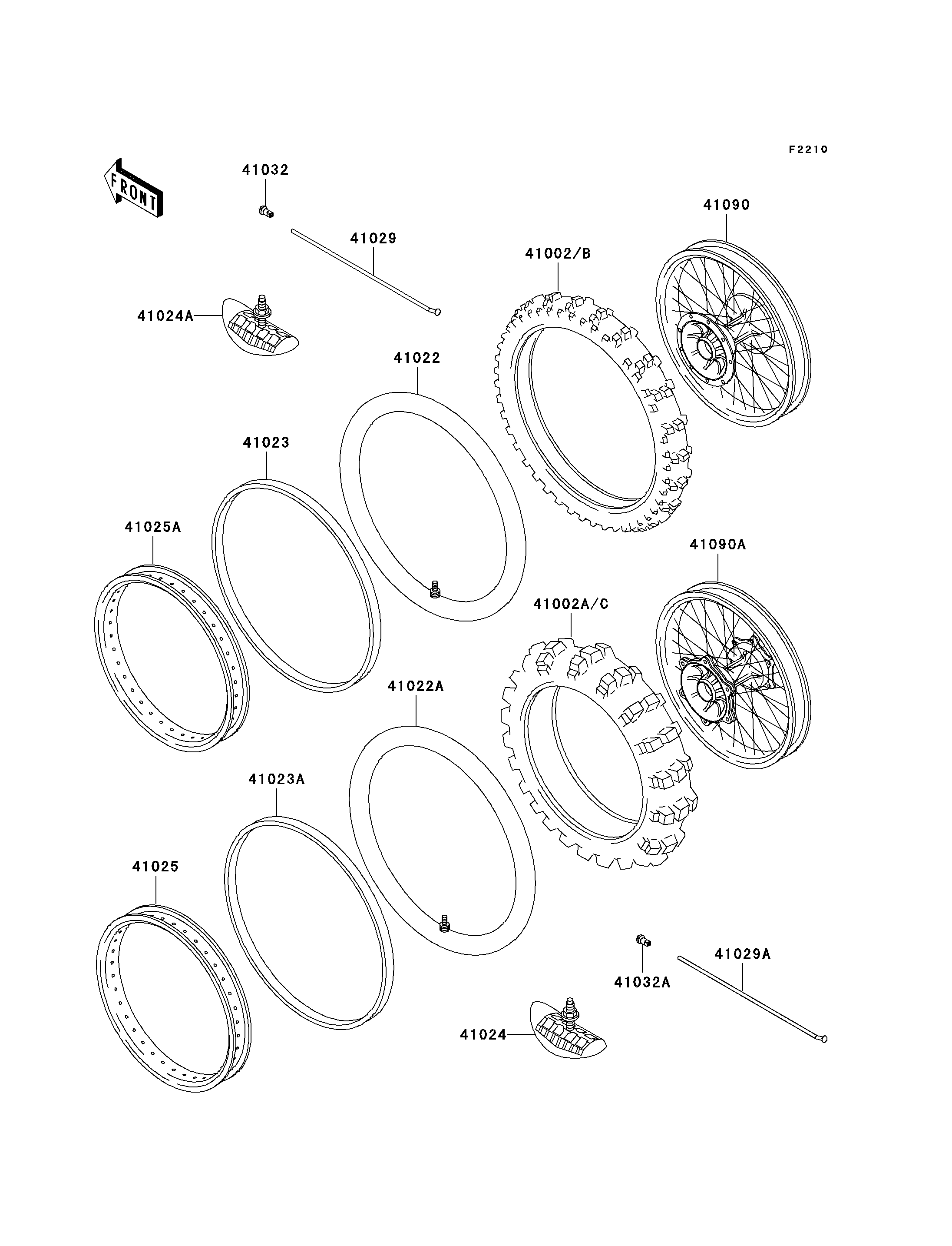 PNEUS POUR KX500 KX500 E9 VERT 1997 EUROPE