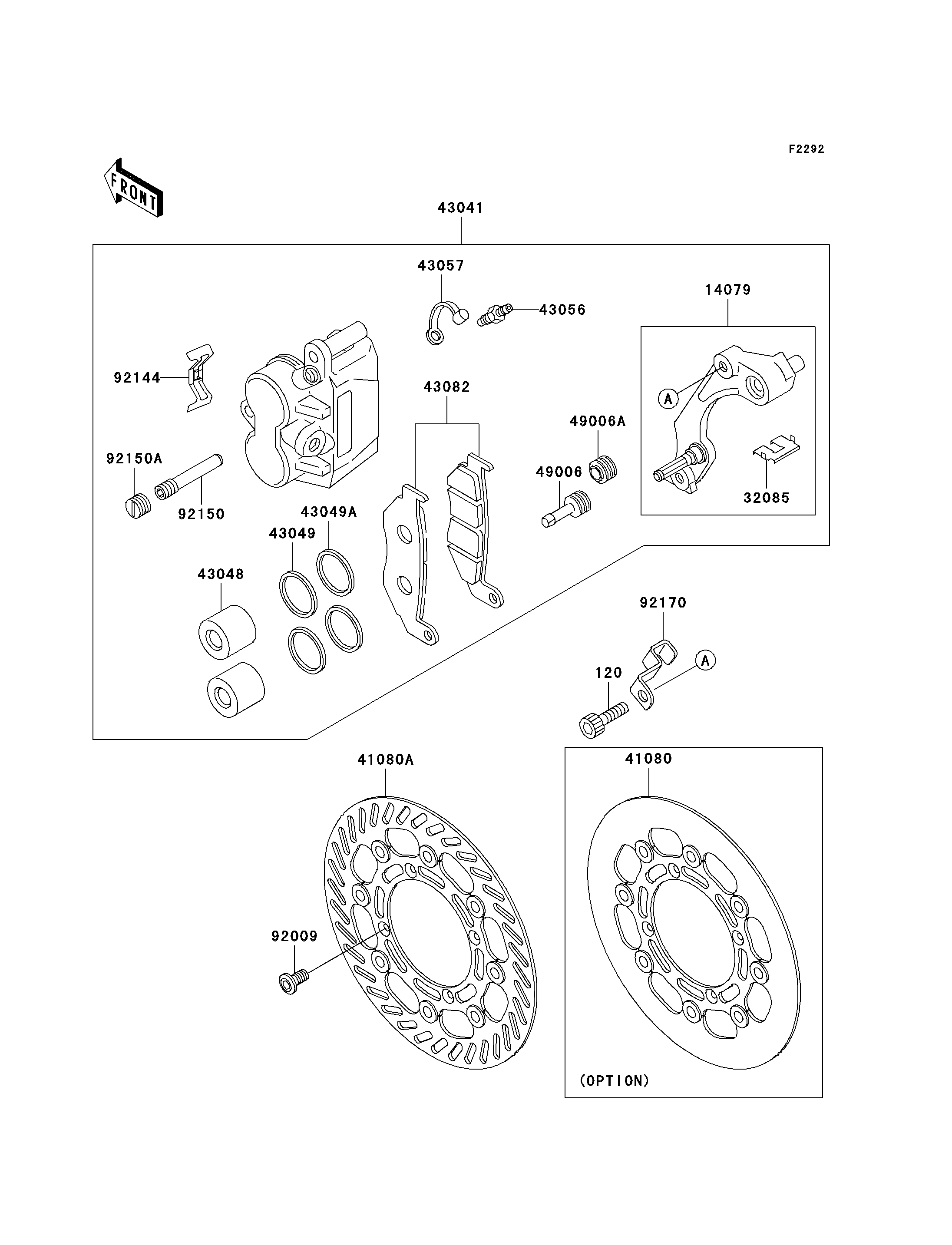 FREIN AVANT POUR KX125 KX125 K2 VERT 1995 EUROPE