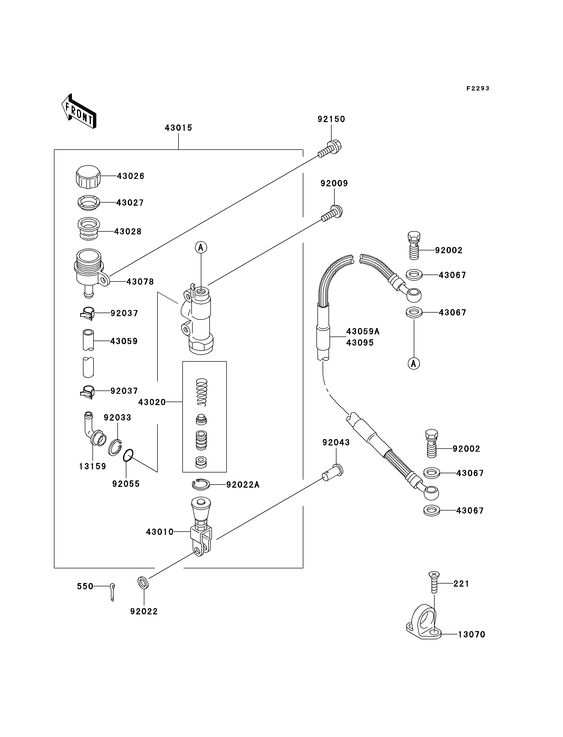 MAITRE CYLINDRE ARRIERE POUR KX500 KX500 E10 VERT 1998 EUROPE
