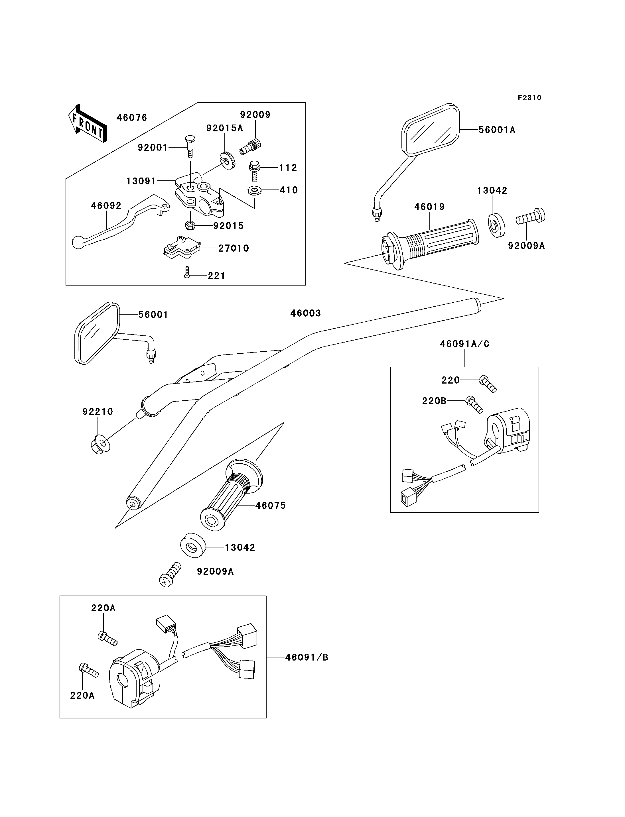 GUIDON POUR ELIMINATOR 125 BN125 A1 NOIR 1998 EUROPE