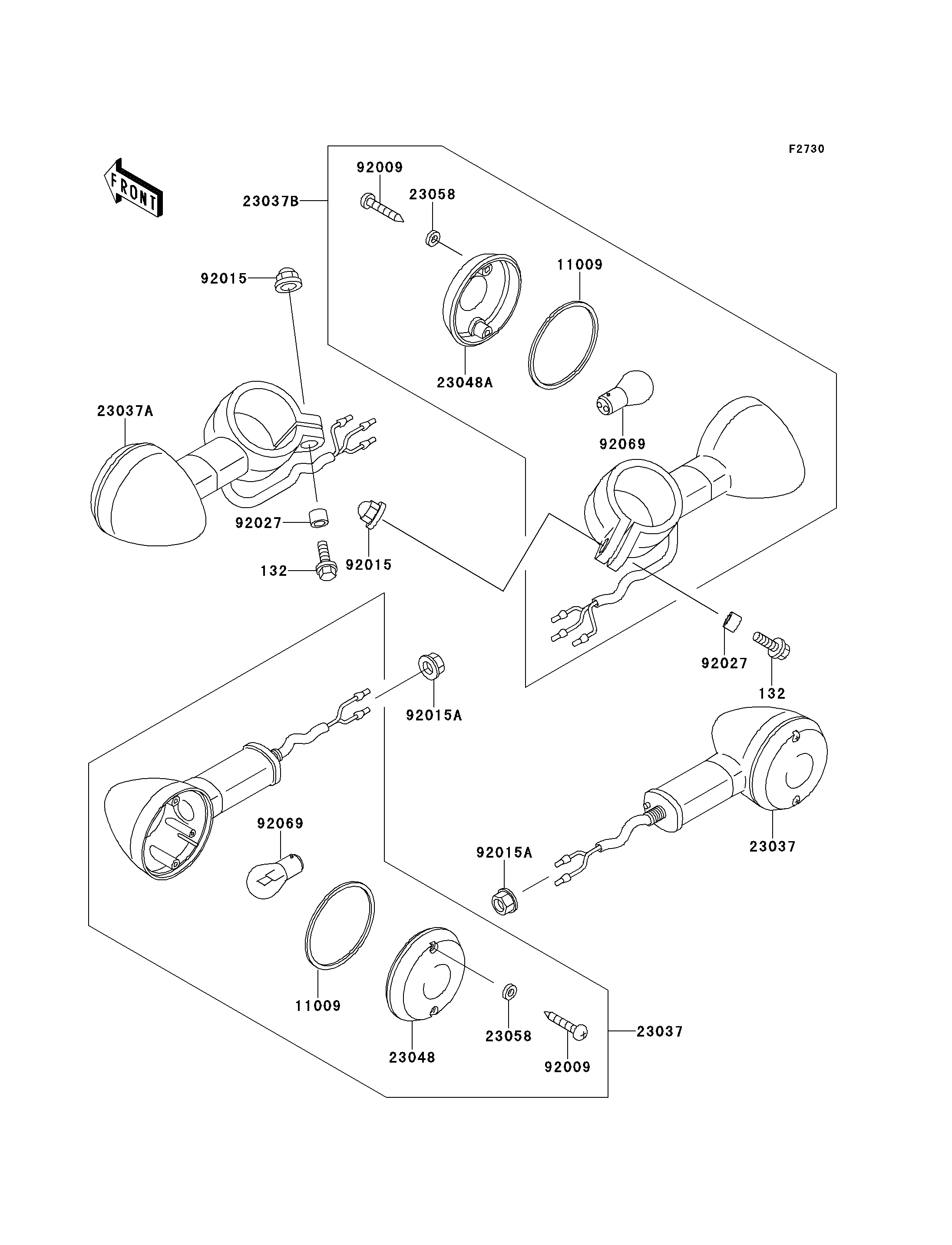 CLIGNOTANTS POUR ELIMINATOR 125 BN125 A1 NOIR 1998 EUROPE