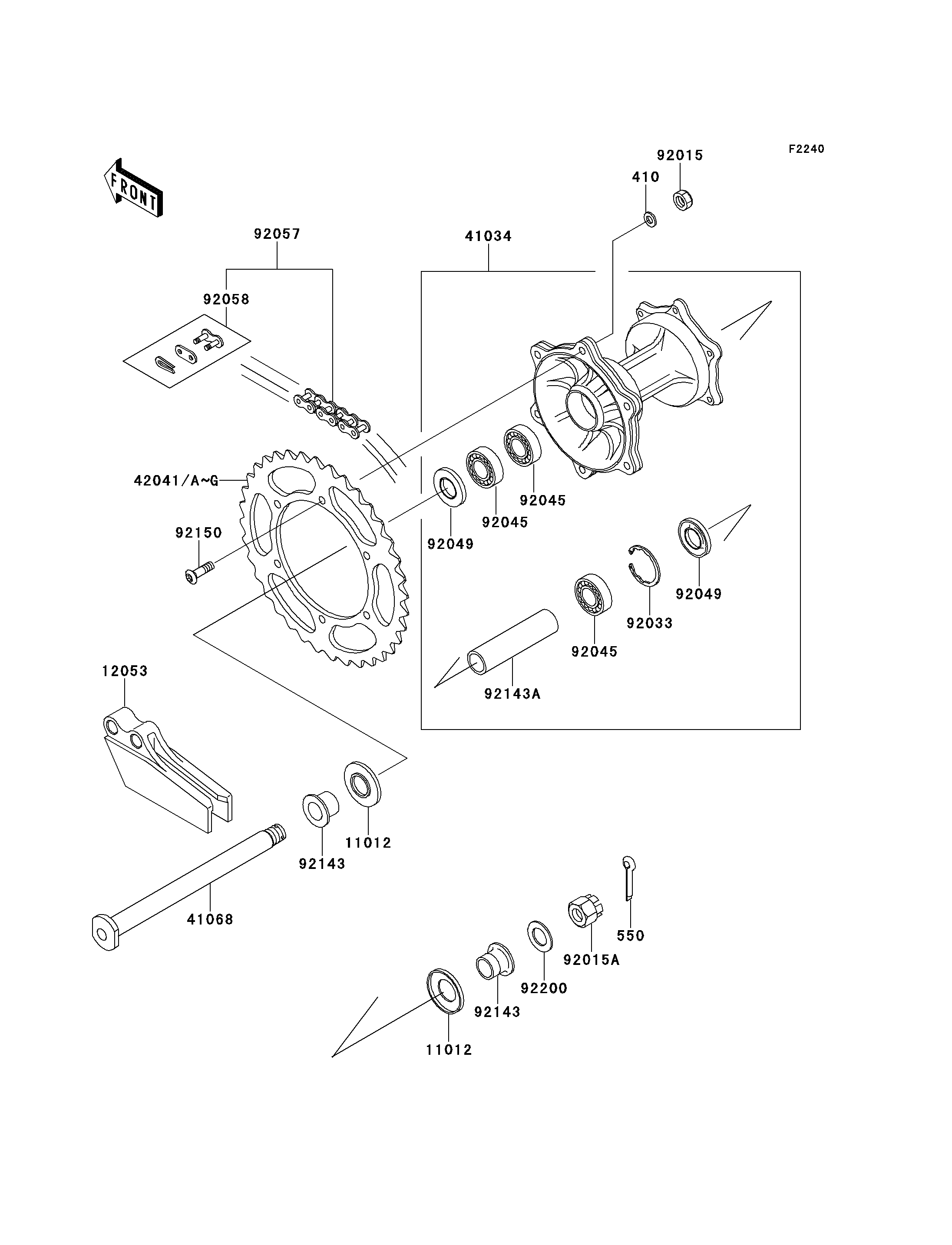 MOYEU ARRIERE POUR KX250 KX250 K4 VERT 1997 EUROPE