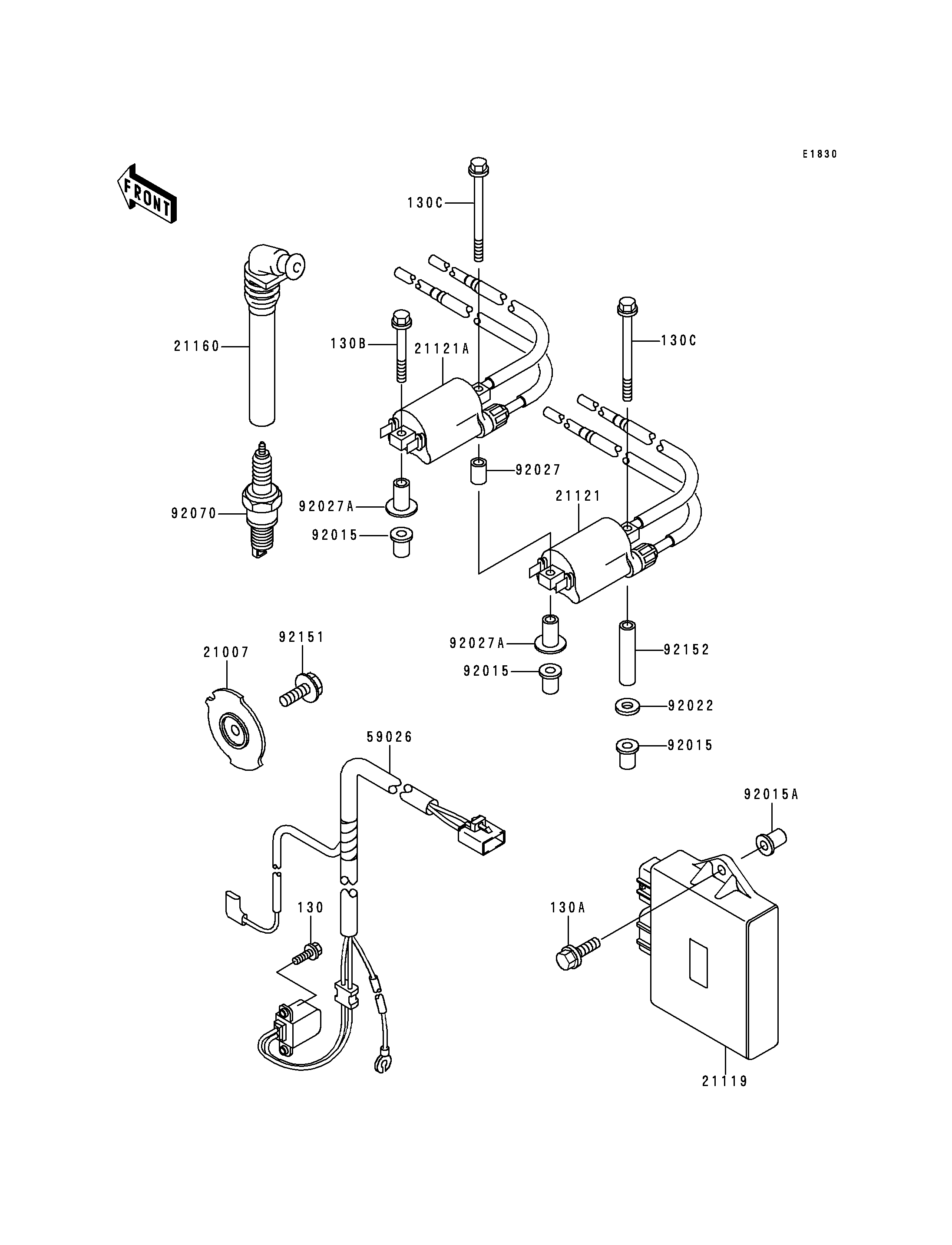SYSTEME DALLUMAGE POUR NINJA ZX 6R ZX600 G1 NOIR 1998 EUROPE