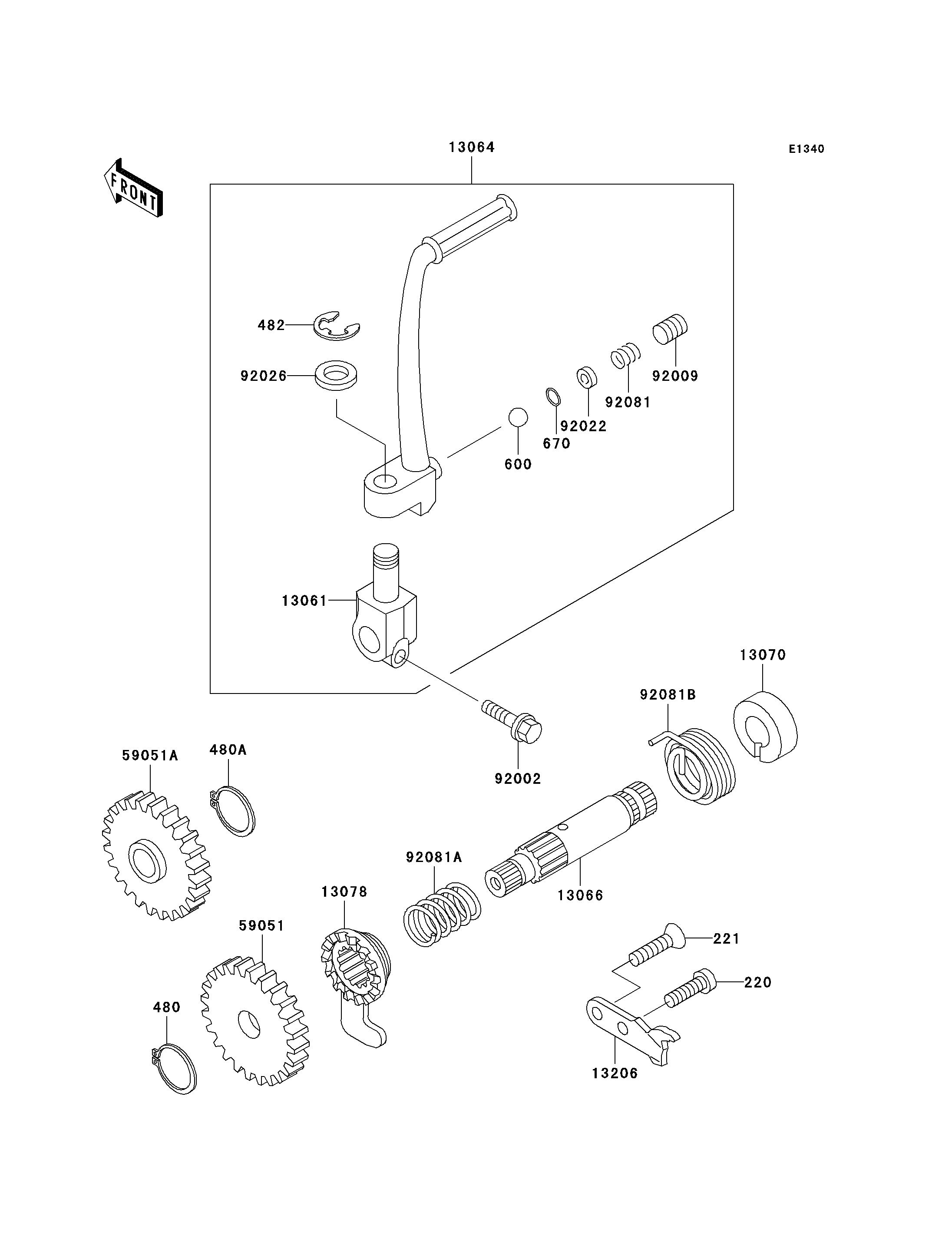 MECANISME DE KICK POUR KX60 KX60 B10 VERT 1994 EUROPE