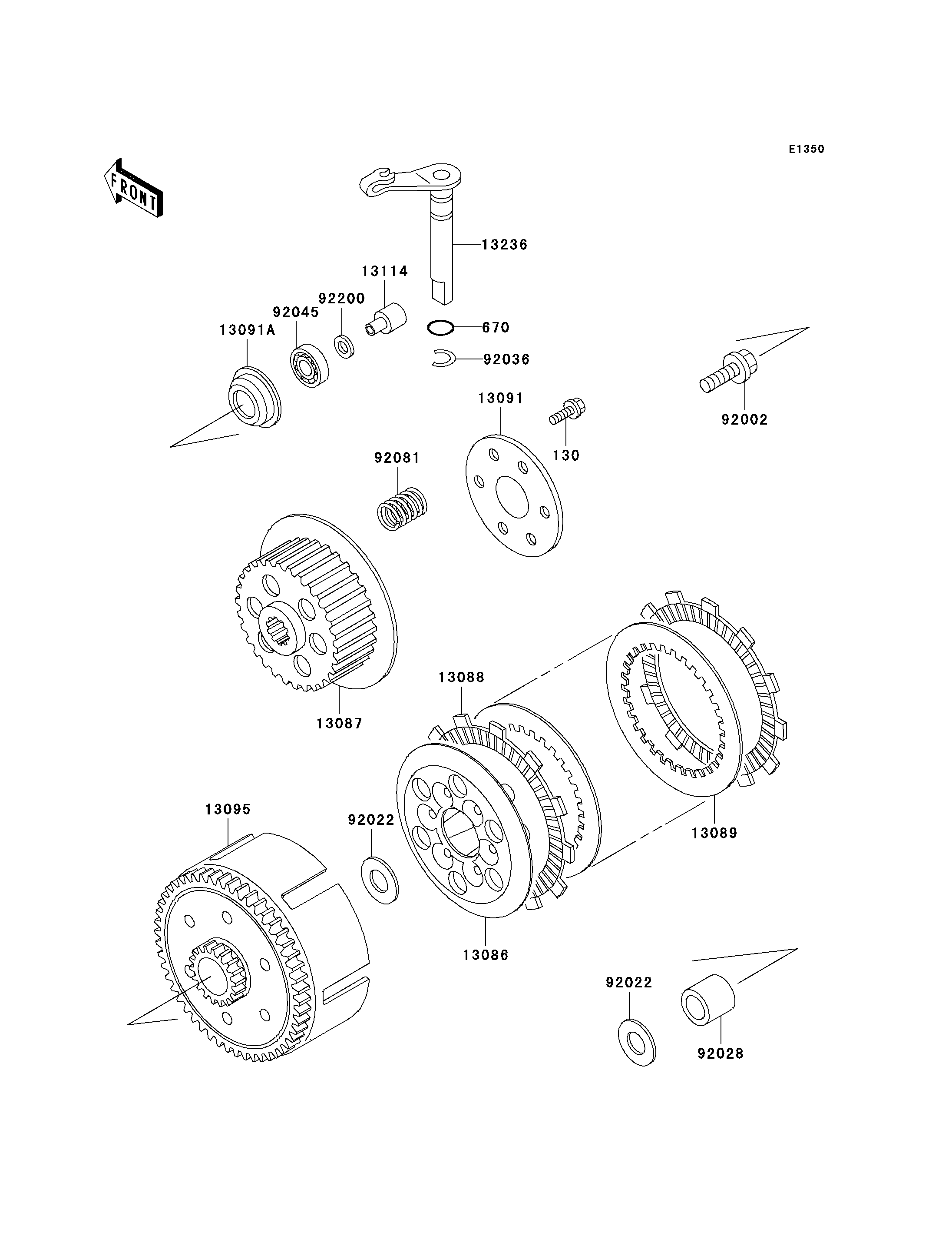 EMBRAYAGE POUR KX60 KX60 B10 VERT 1994 EUROPE