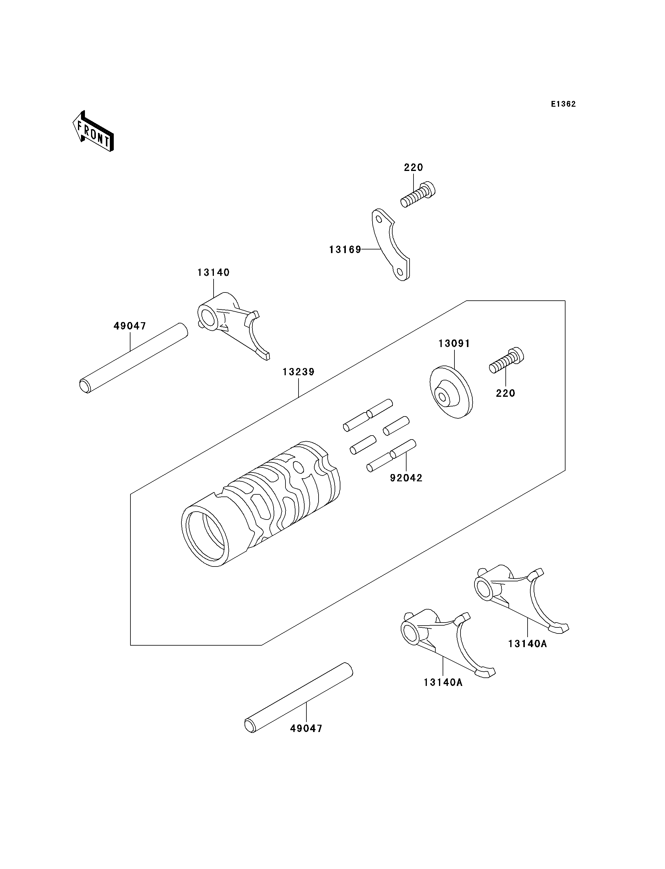 FOURCHETTEBARRILLET DE SELECTION POUR KX60 KX60 B1 VERT 1985
