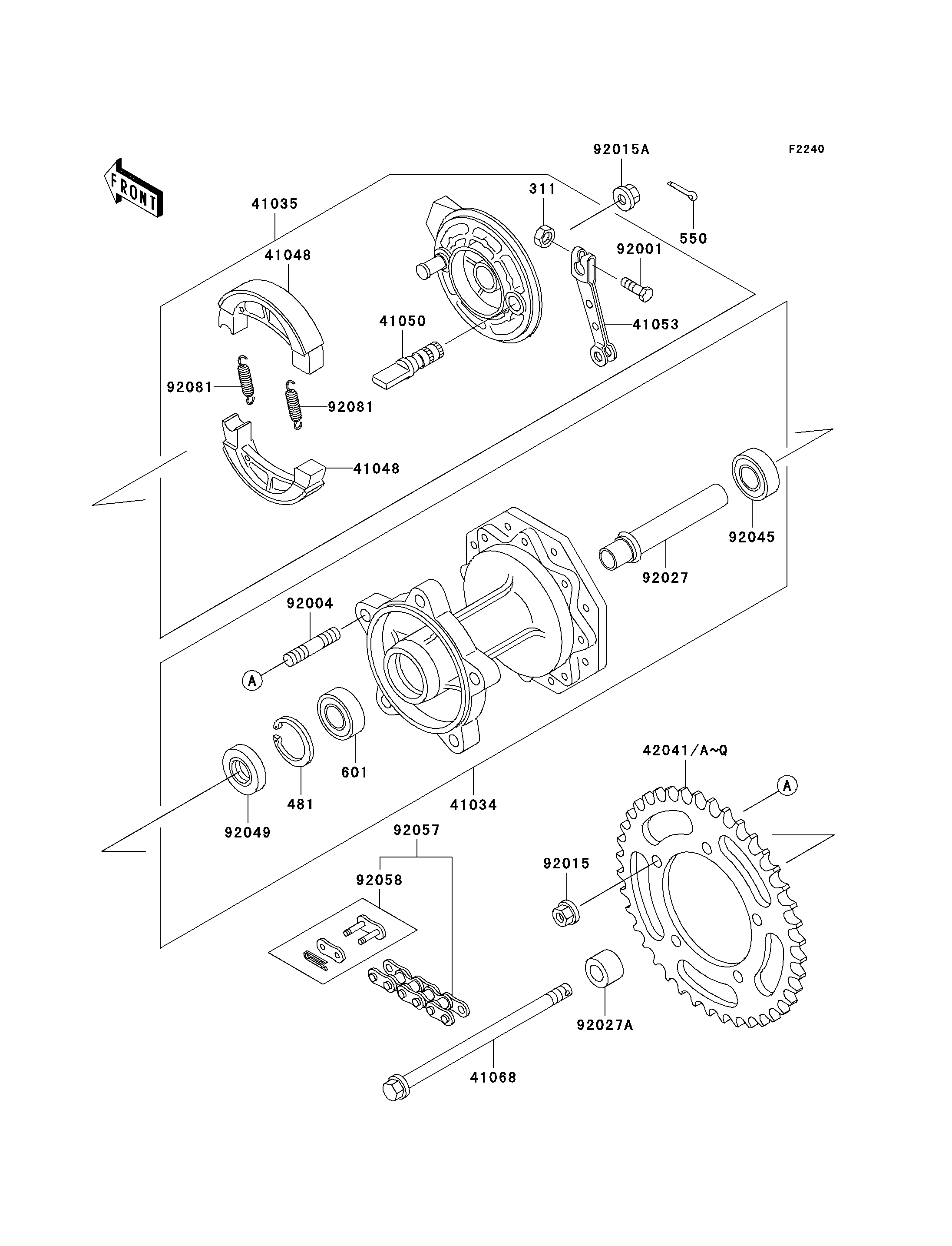 MOYEU ARRIERE POUR KX60 KX60 B15 VERT 1999 EUROPE