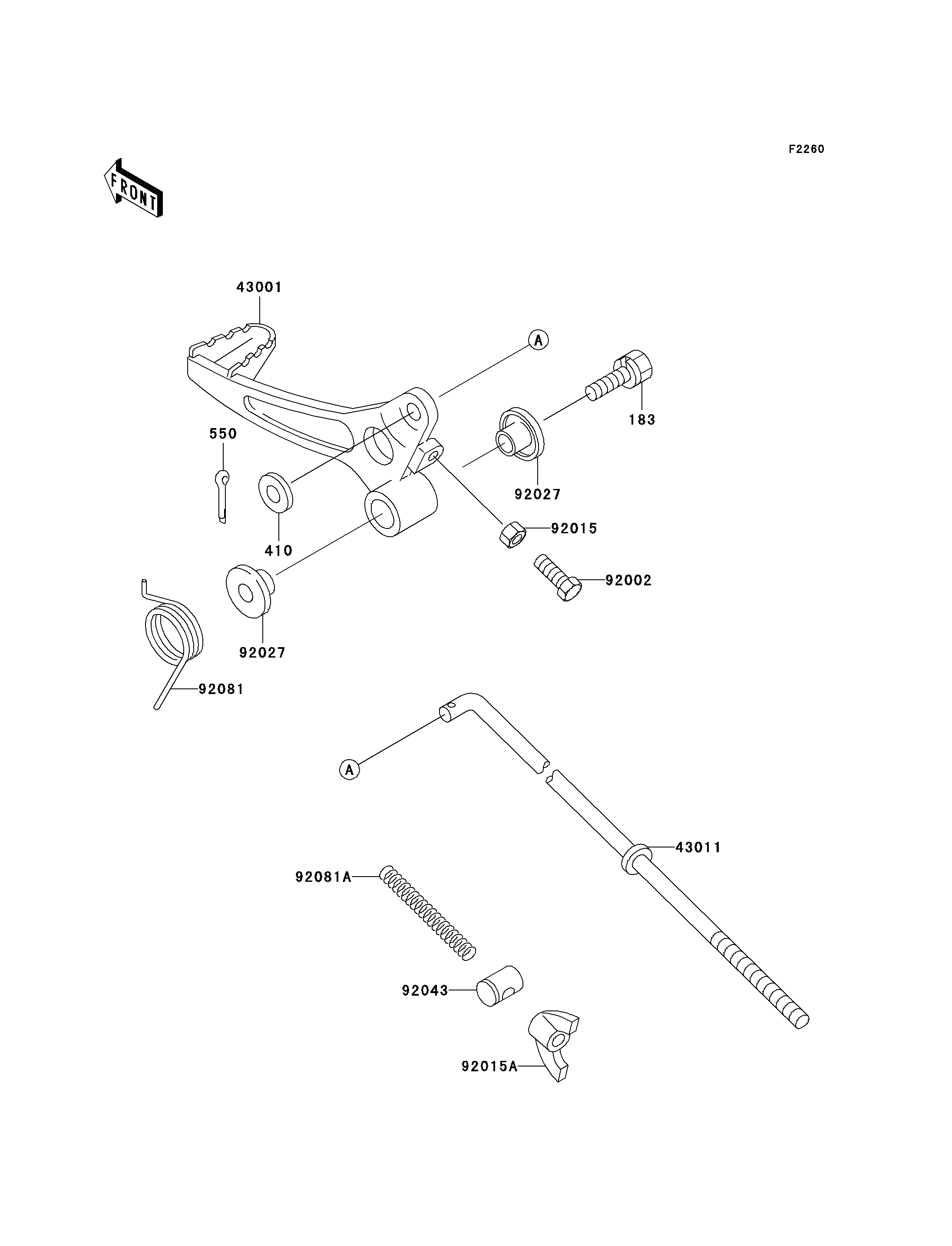 PEDALE DE FREIN POUR KX60 KX60 B10 VERT 1994 EUROPE