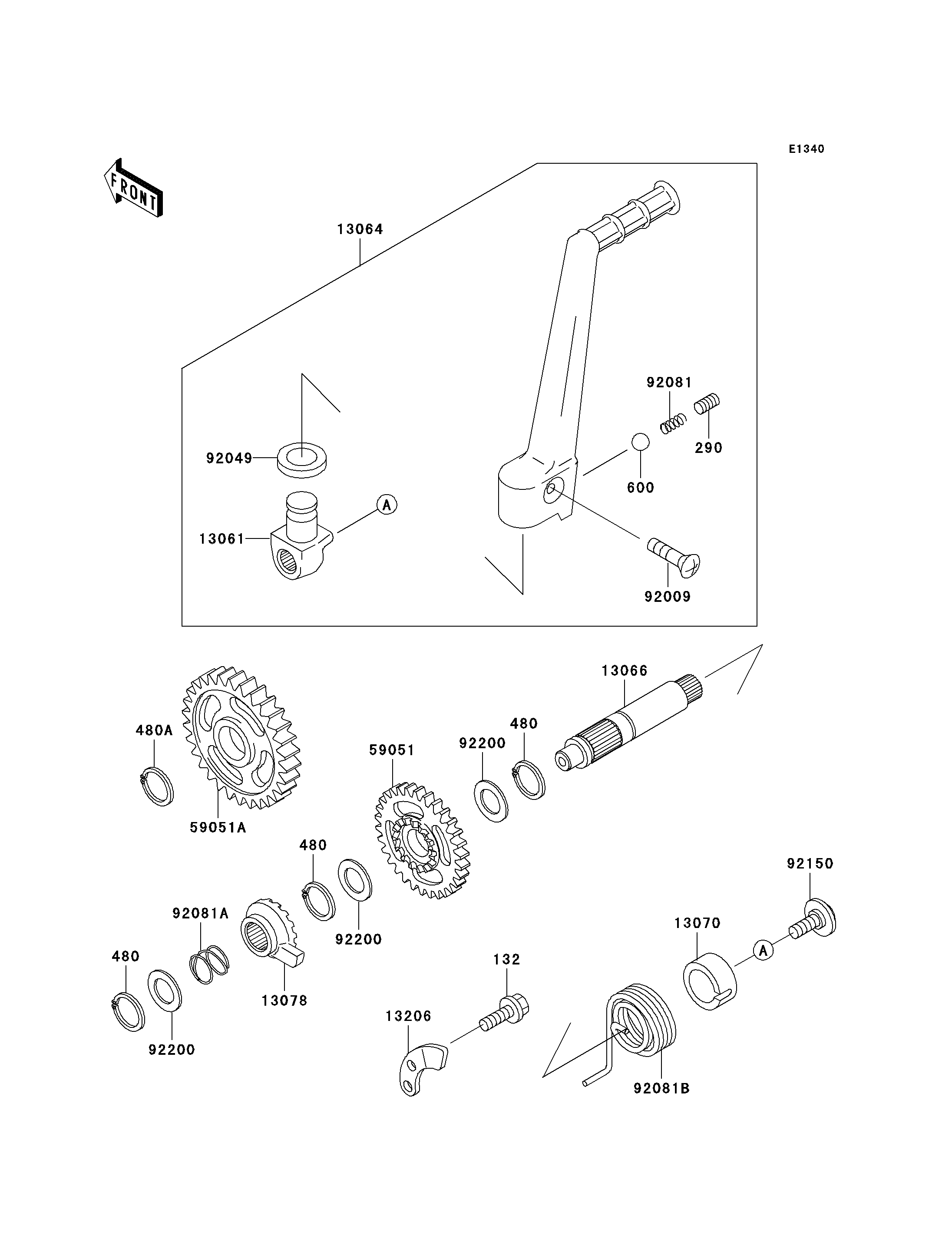 MECANISME DE KICK POUR KX125 KX125 L2 VERT 2000 EUROPE