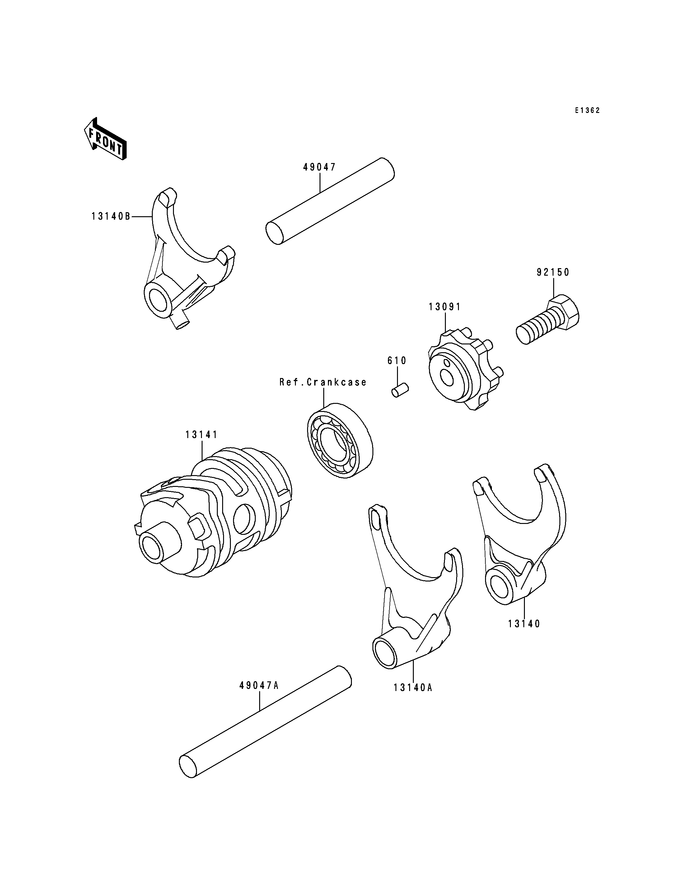 FOURCHETTEBARRILLET DE SELECTION POUR KX250 KX250 K4 VERT 1997 EUROPE