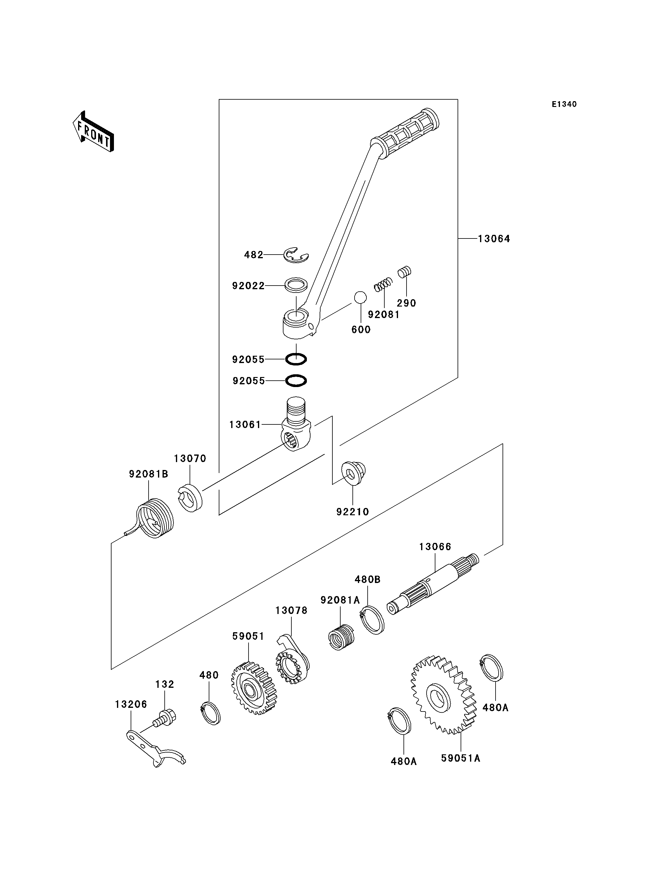 MECANISME DE KICK POUR KMX125 KMX125 B10 ROUGE 1999