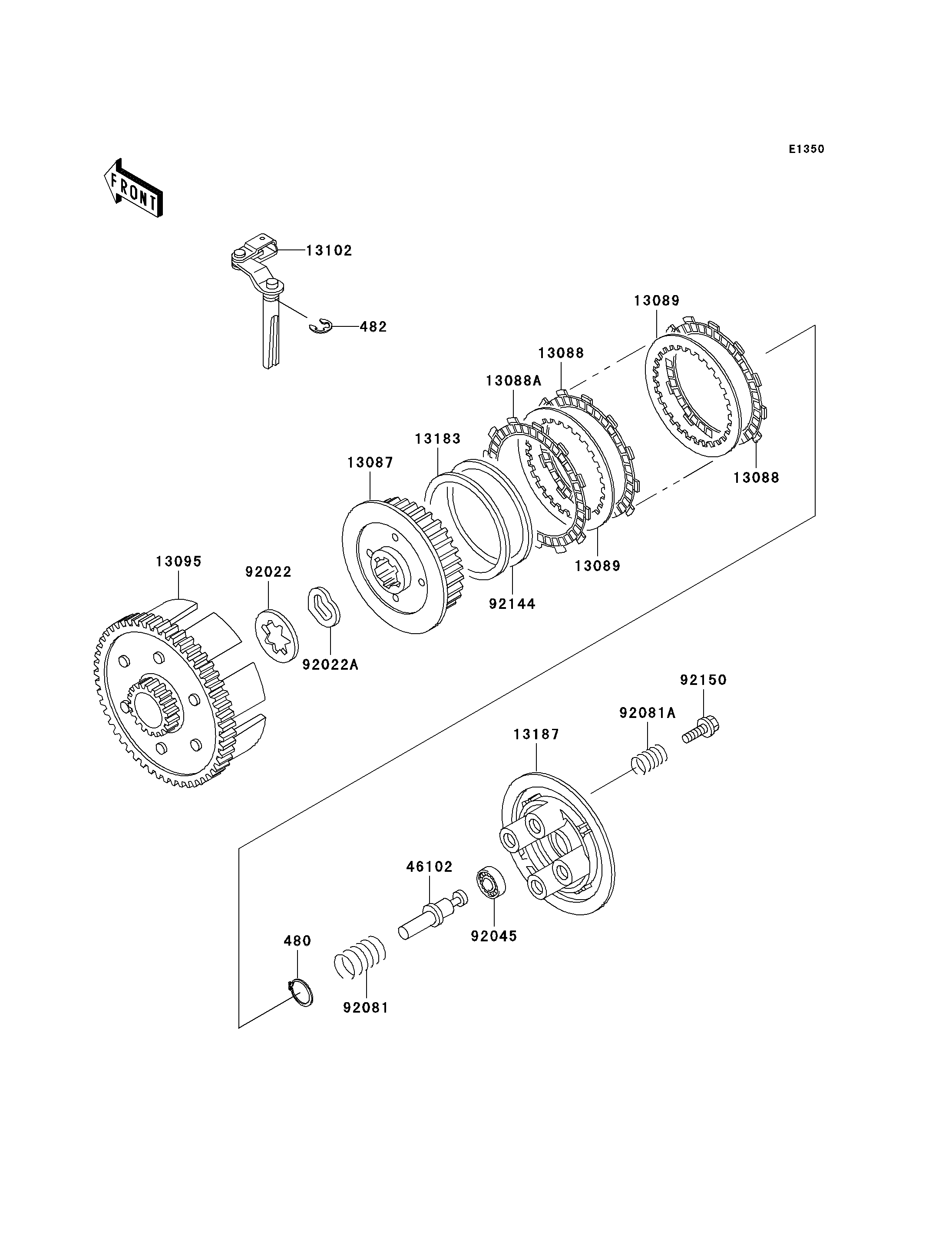 EMBRAYAGE POUR KMX125 KMX125 B10 BLEU 1999
