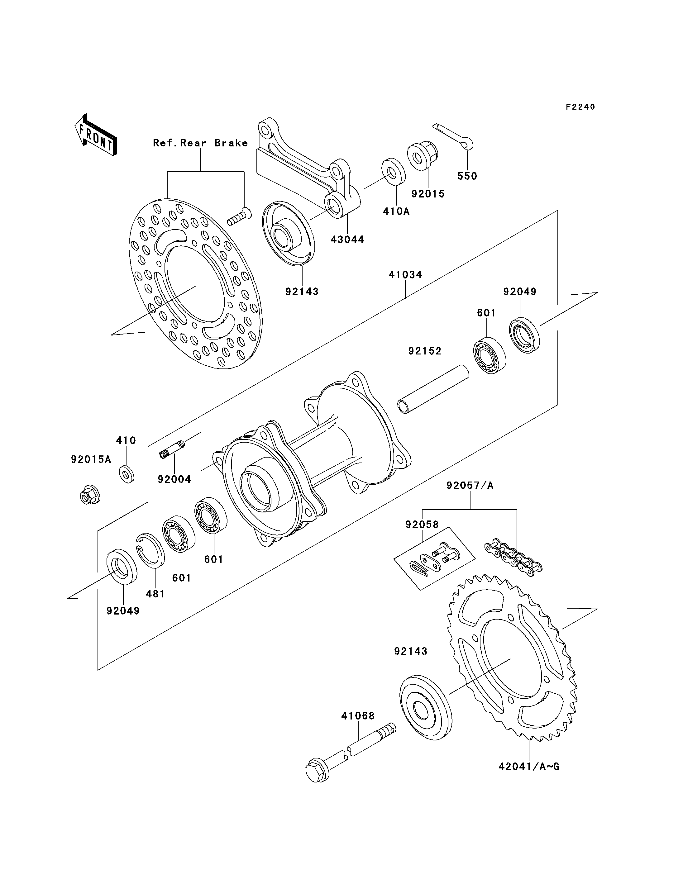 MOYEU ARRIERE POUR KX80 KX80 II KX80 W1 VERT 1998 EUROPE