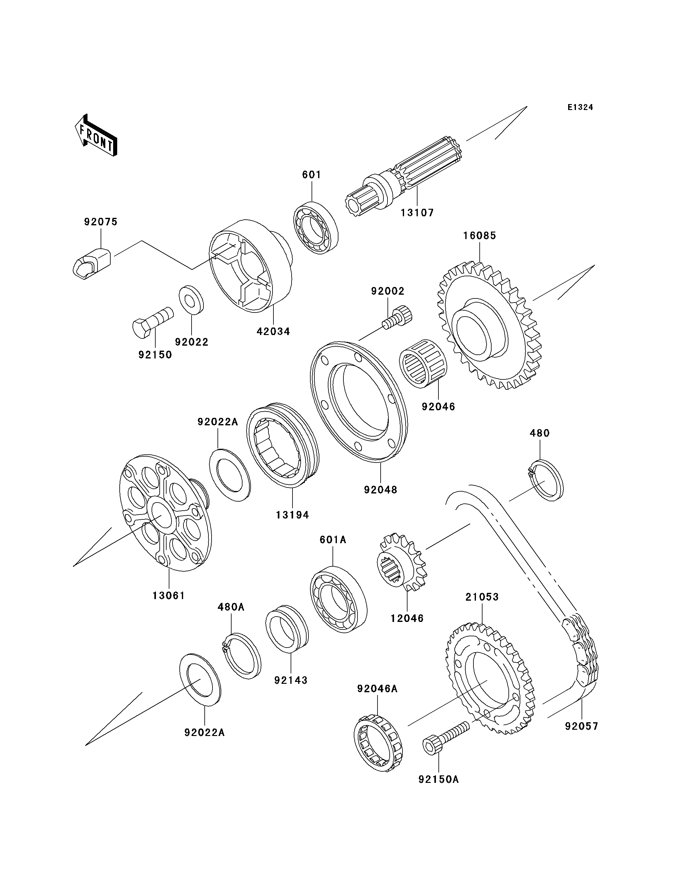 ARBRE GENERATEUR POUR NINJA ZX 7RR ZX750 N1 VERT 1996 EUROPE