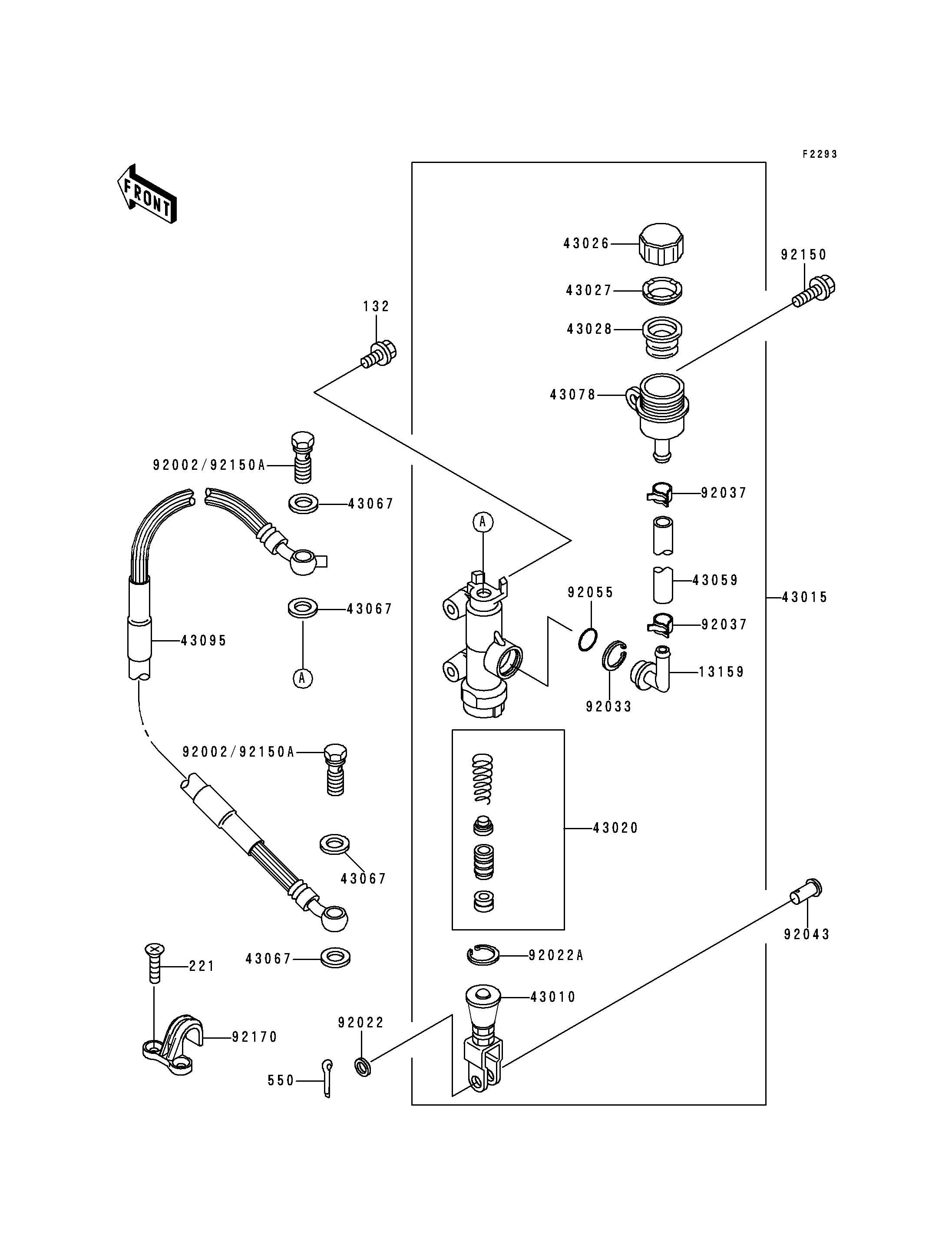 MAITRE CYLINDRE ARRIERE POUR KX125 KX125 L2 VERT 2000 EUROPE
