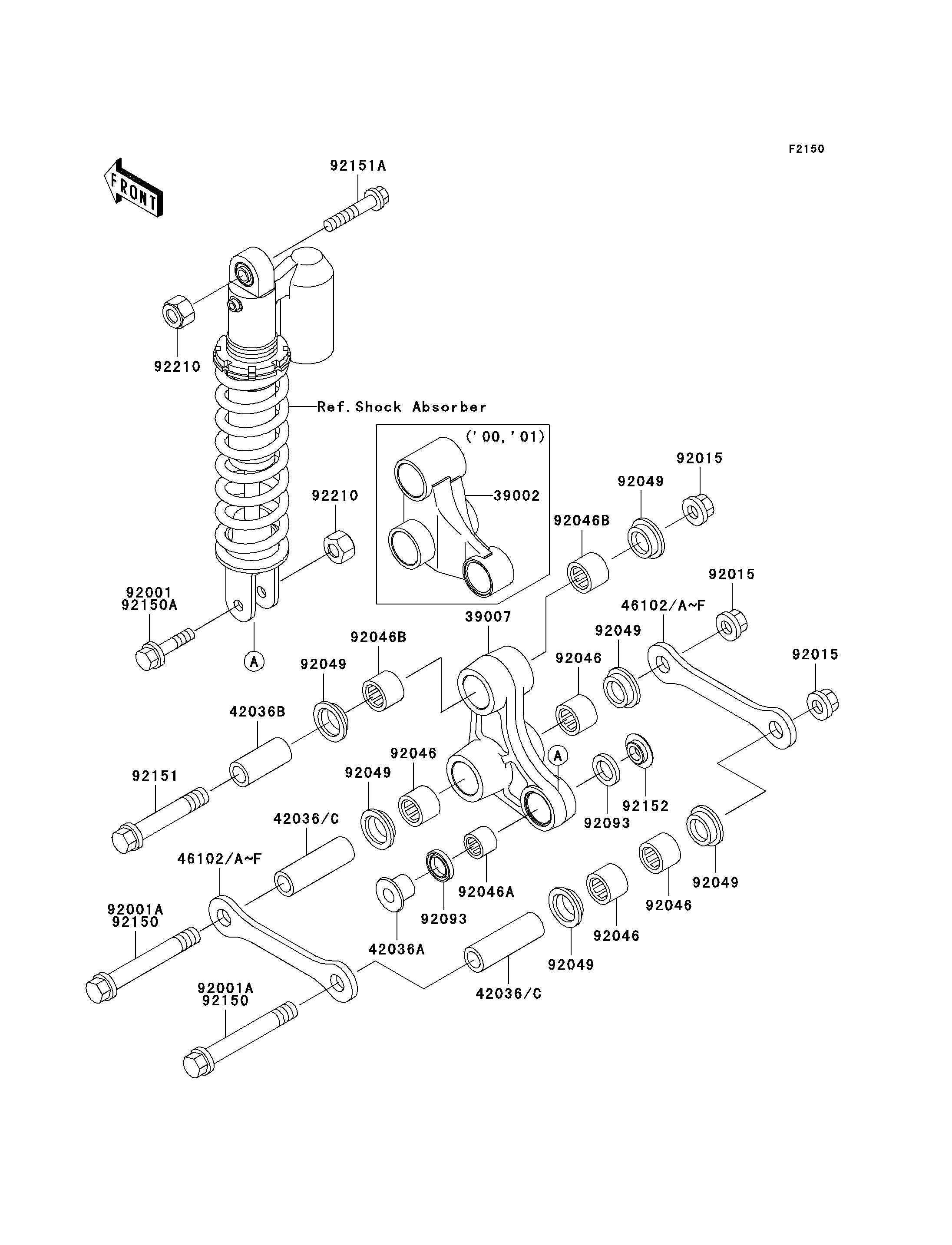 SUSPENSION POUR KX65 KX65 A1 VERT 2000 EUROPE