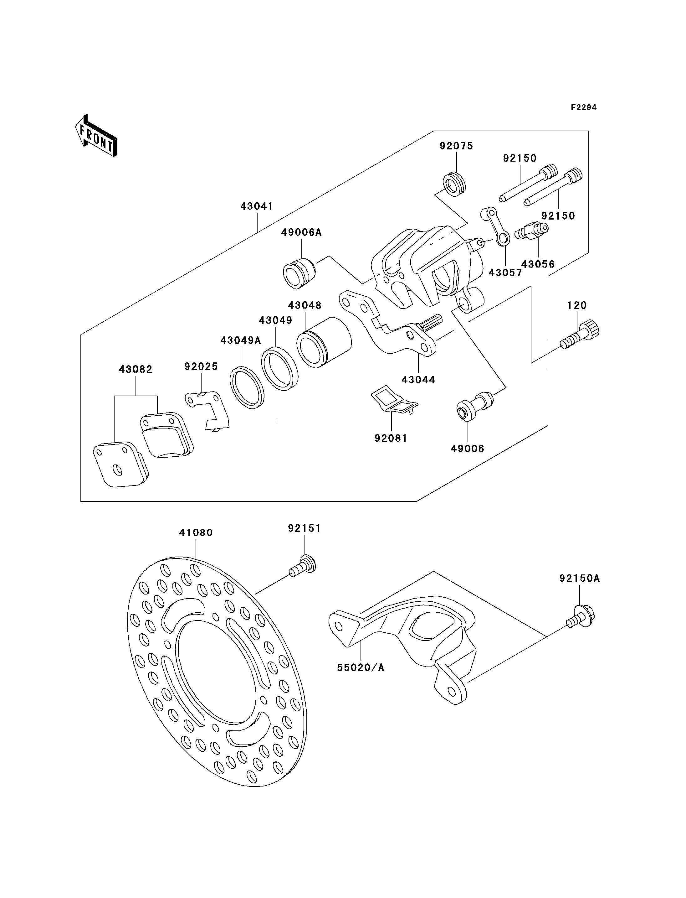 FREIN ARRIERE POUR KX65 KX65 A1 VERT 2000 EUROPE