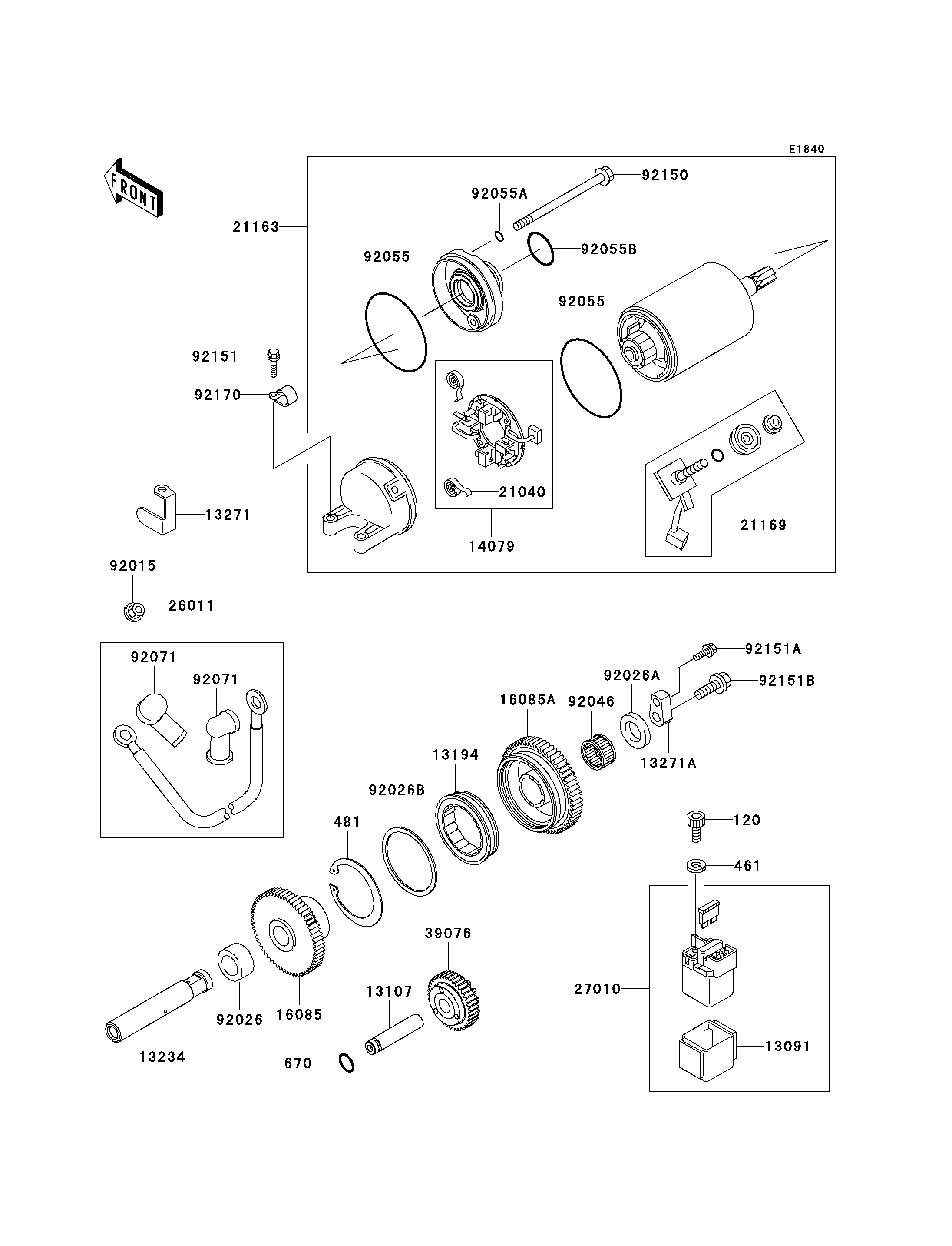 DEMARREUR POUR NINJA ZX 12R ZX1200 A1H ARGENT 2000