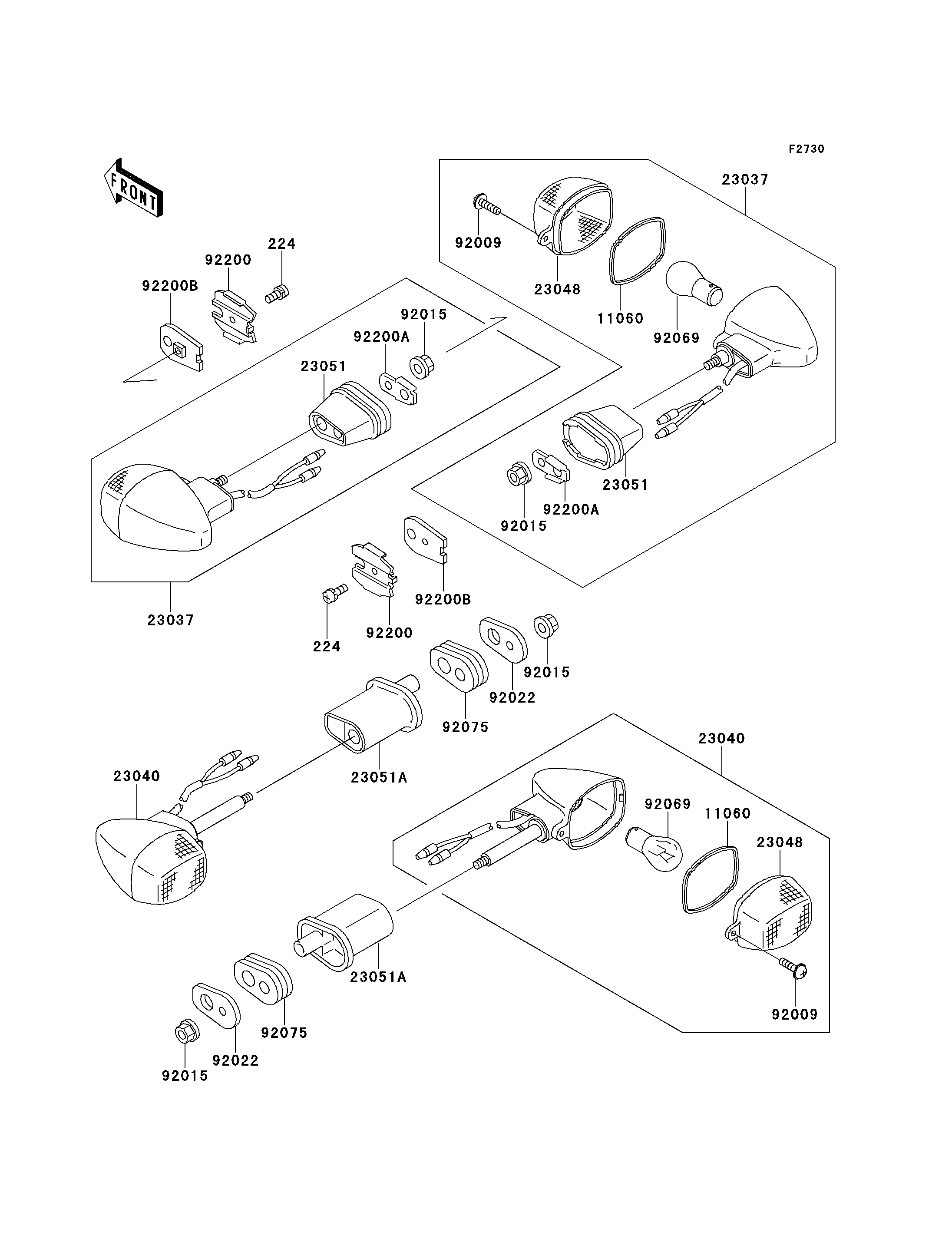 CLIGNOTANTS POUR NINJA ZX 9R ZX900 F1H ARGENT 2002