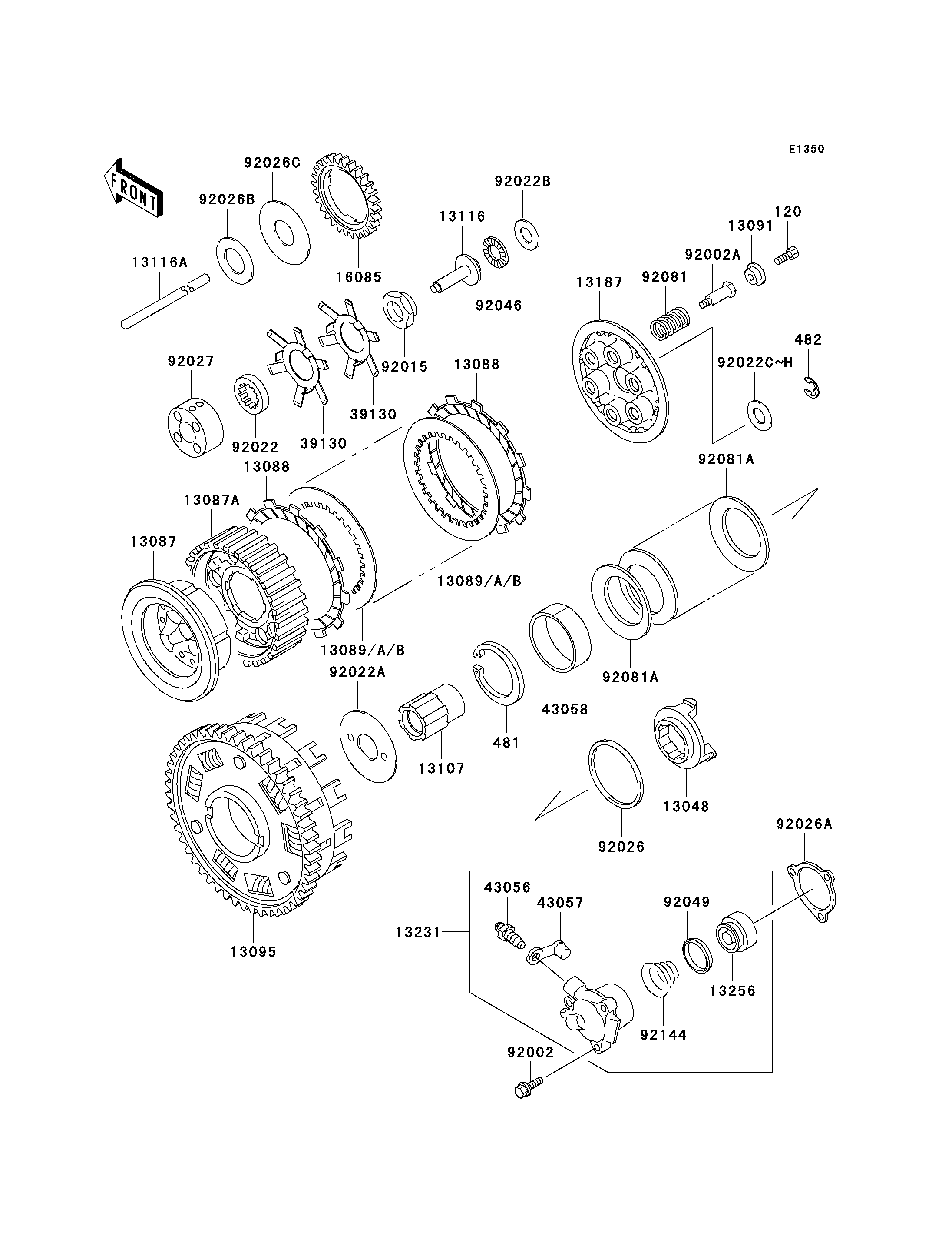 EMBRAYAGE POUR 1000GTR ZG1000 A11 ROUGE 1996