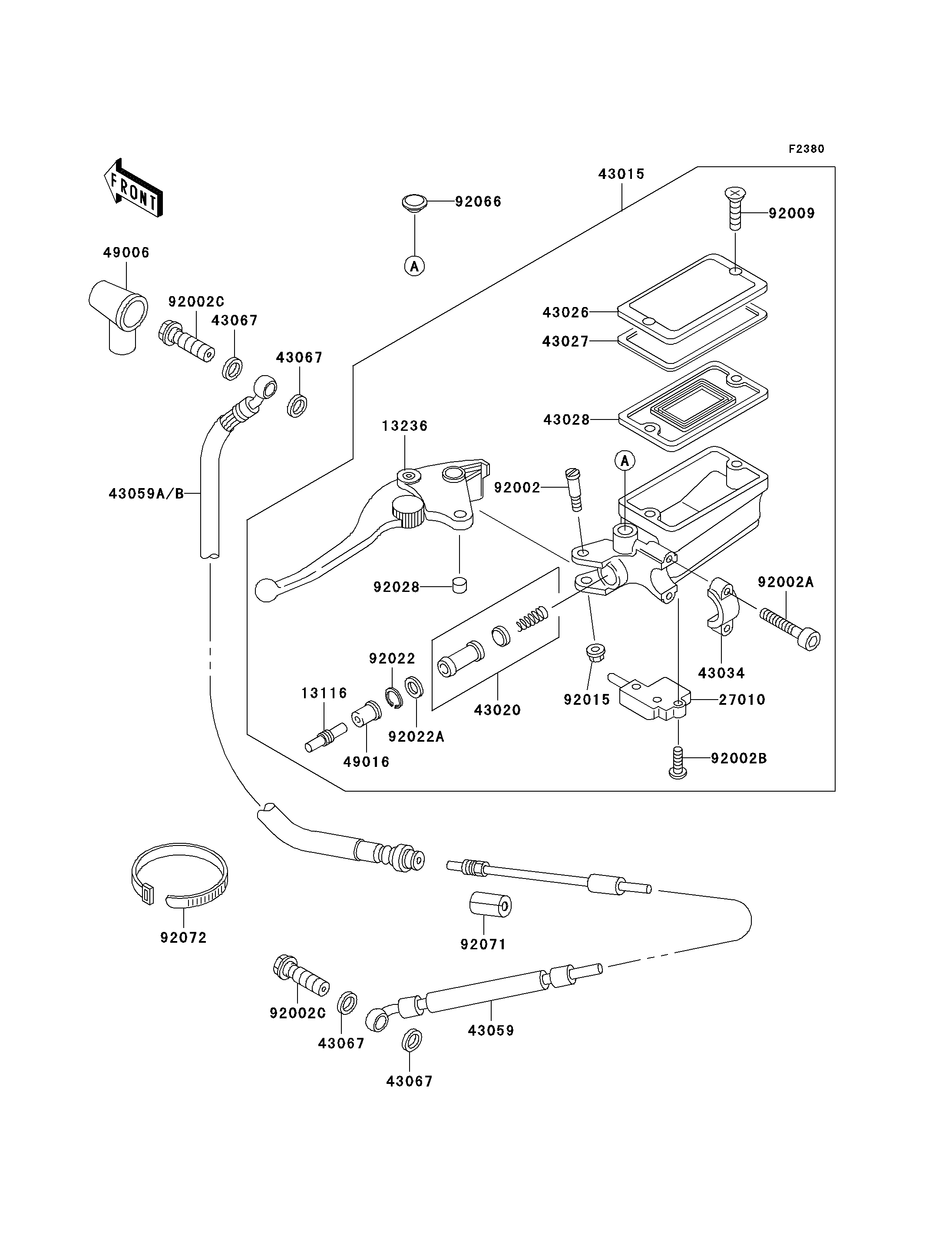 EMBRAYAGE MAITRE CYLINDRE POUR 1000GTR ZG1000 A11 ROUGE 1996