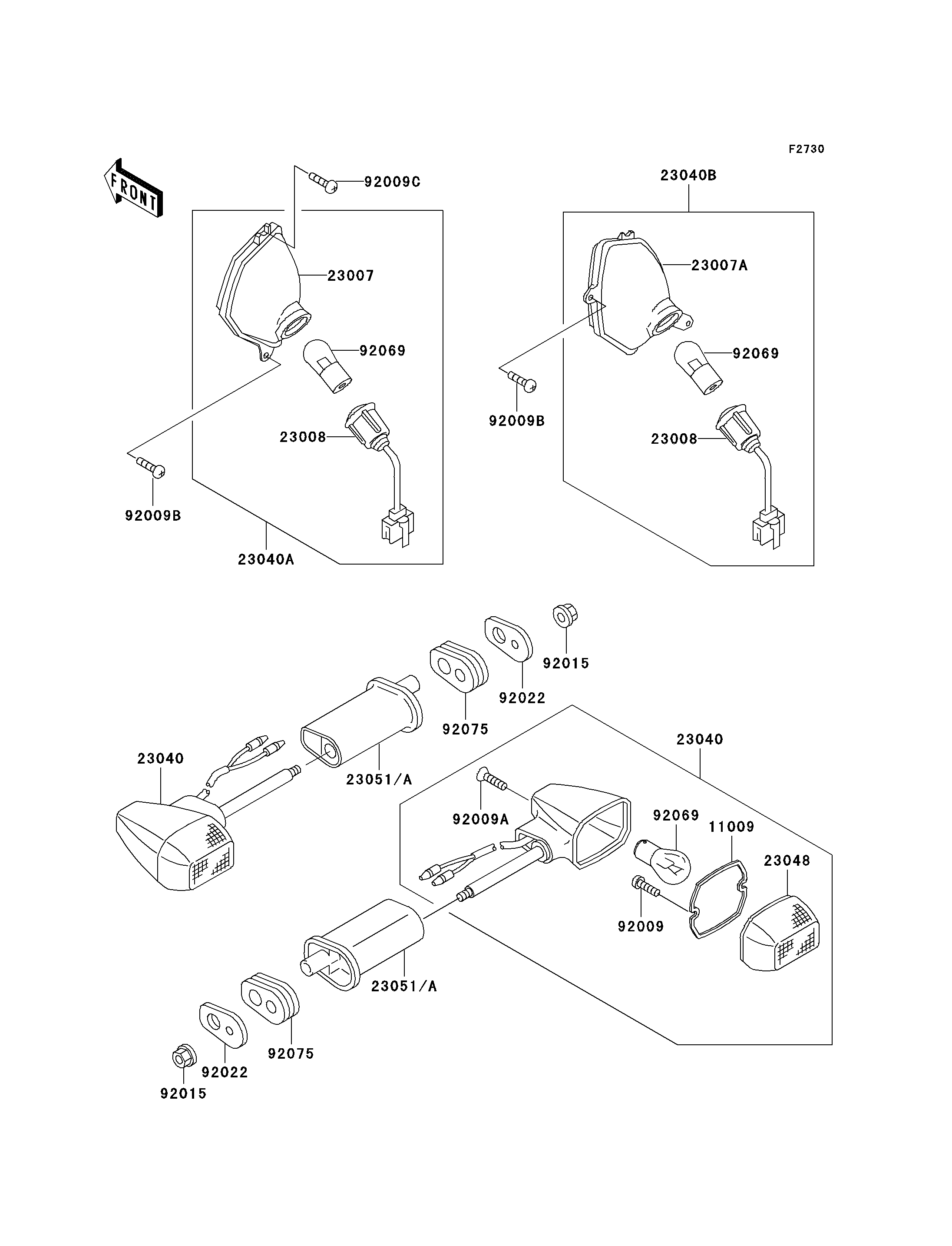 CLIGNOTANTS POUR 1000GTR ZG1000 A1 GRIS 1986 EUROPE