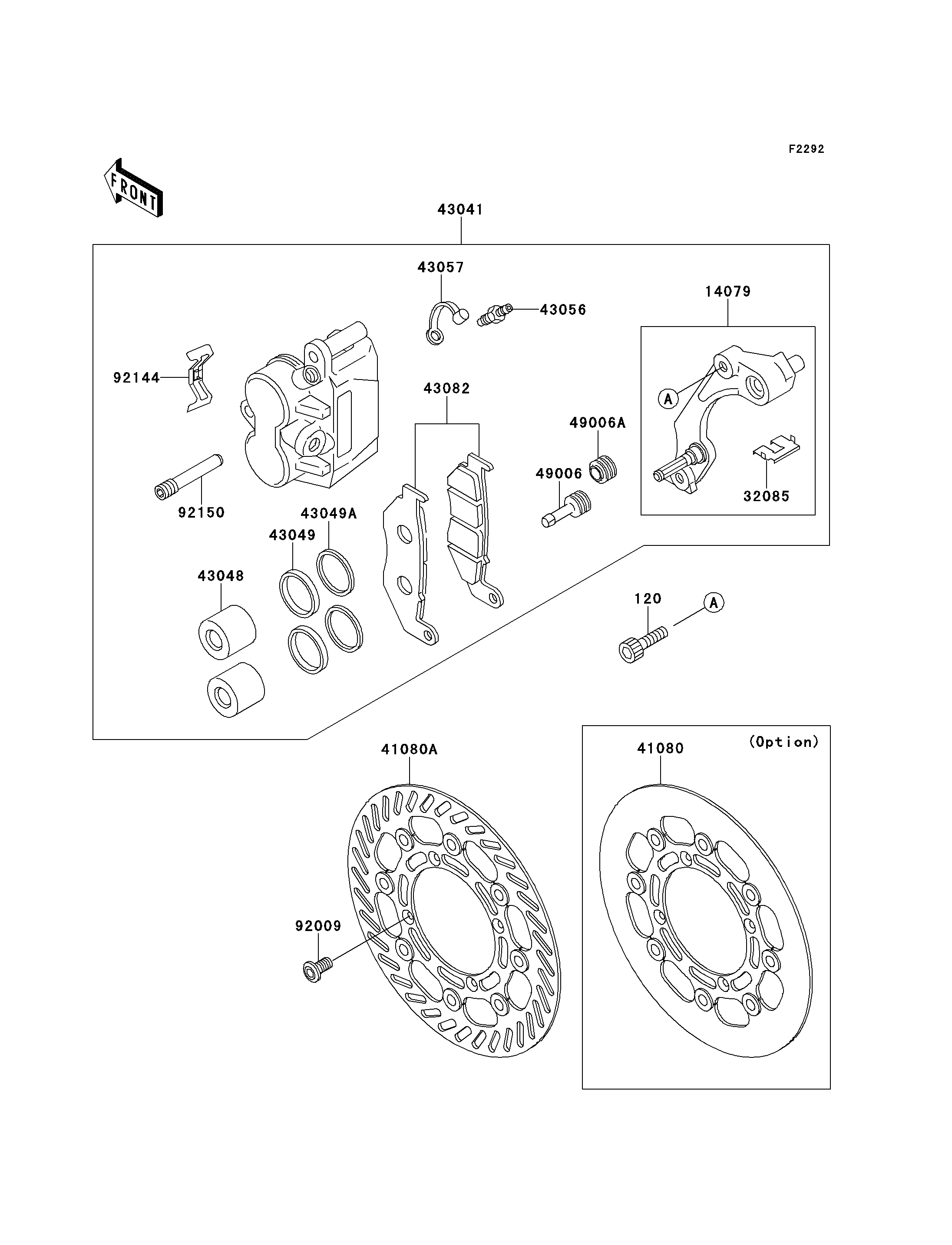 FREIN AVANT POUR KX125 KX125 L3 VERT 2001 EUROPE