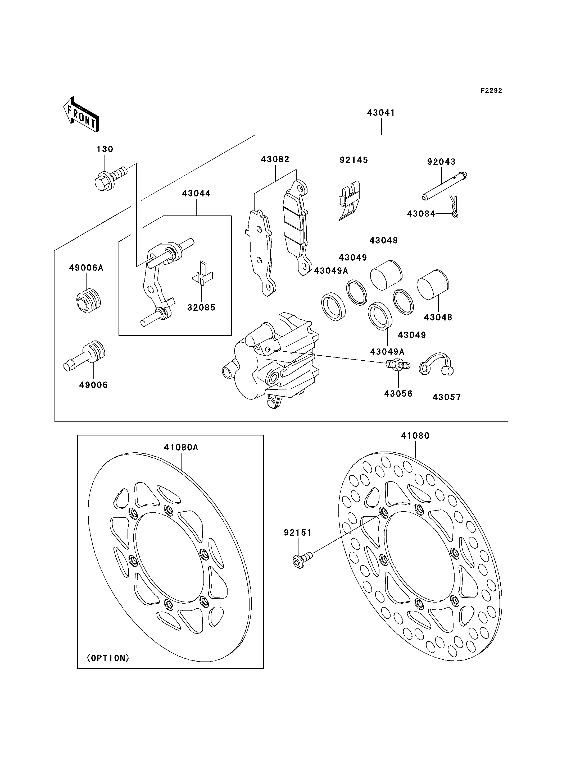 FREIN AVANT POUR KX100 KX100 D1 VERT 2001 EUROPE