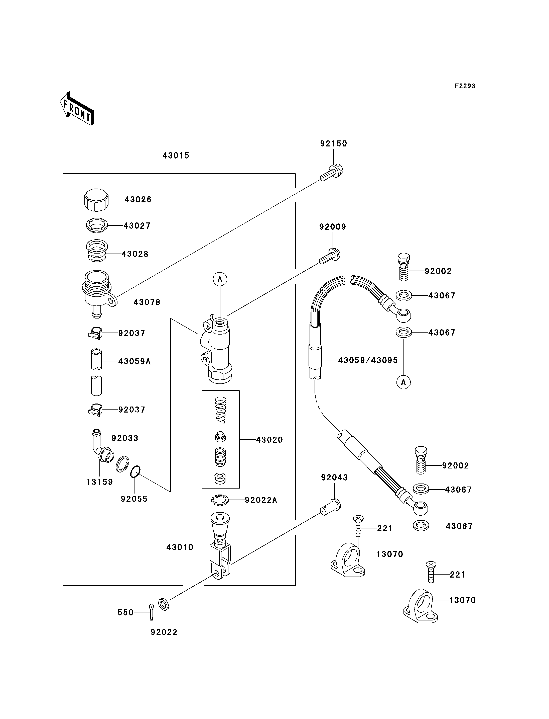 MAITRE CYLINDRE ARRIERE POUR KX100 KX100 D1 VERT 2001 EUROPE