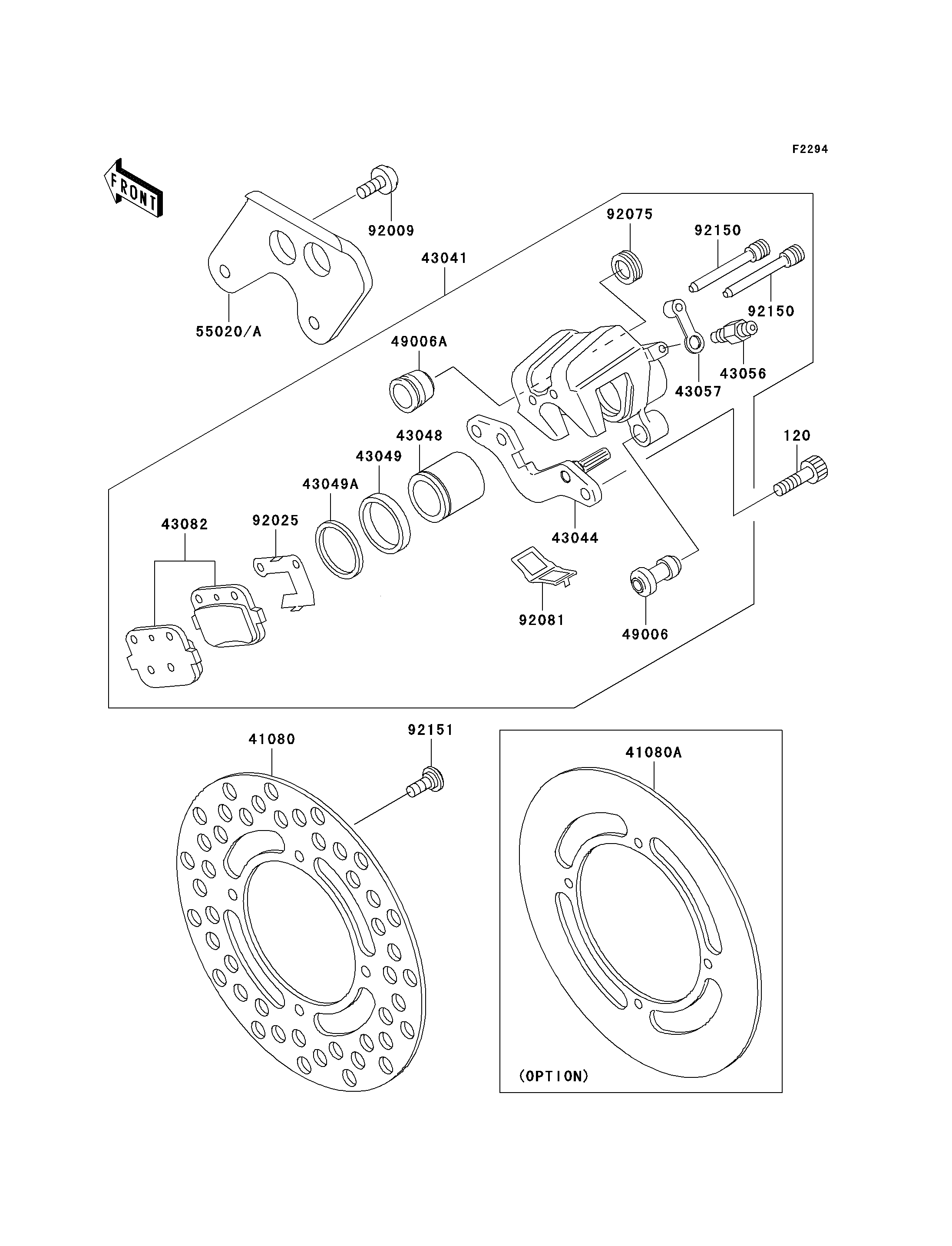 FREIN ARRIERE POUR KX100 KX100 D1 VERT 2001 EUROPE