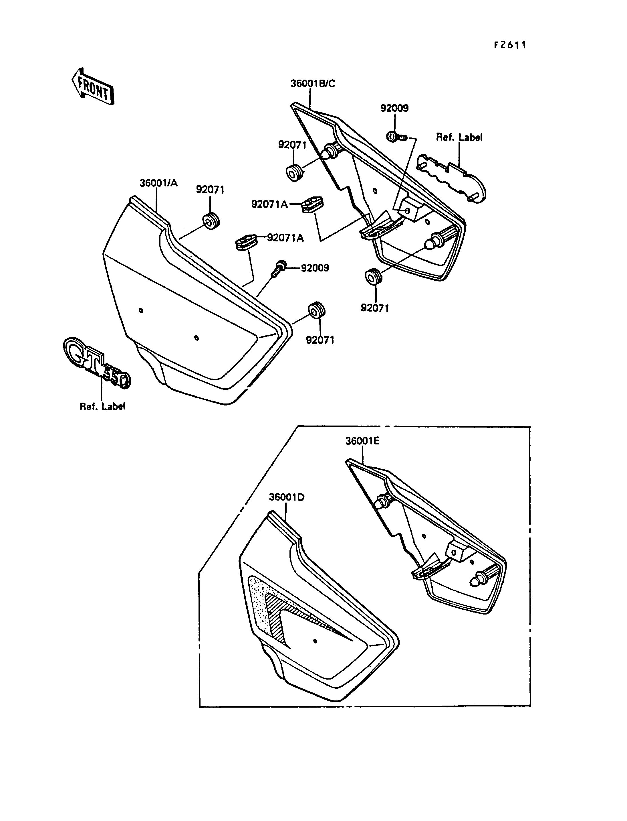 CACHE LATERAL POUR GT550 Z550 G1 ROUGE 1983 EUROPE
