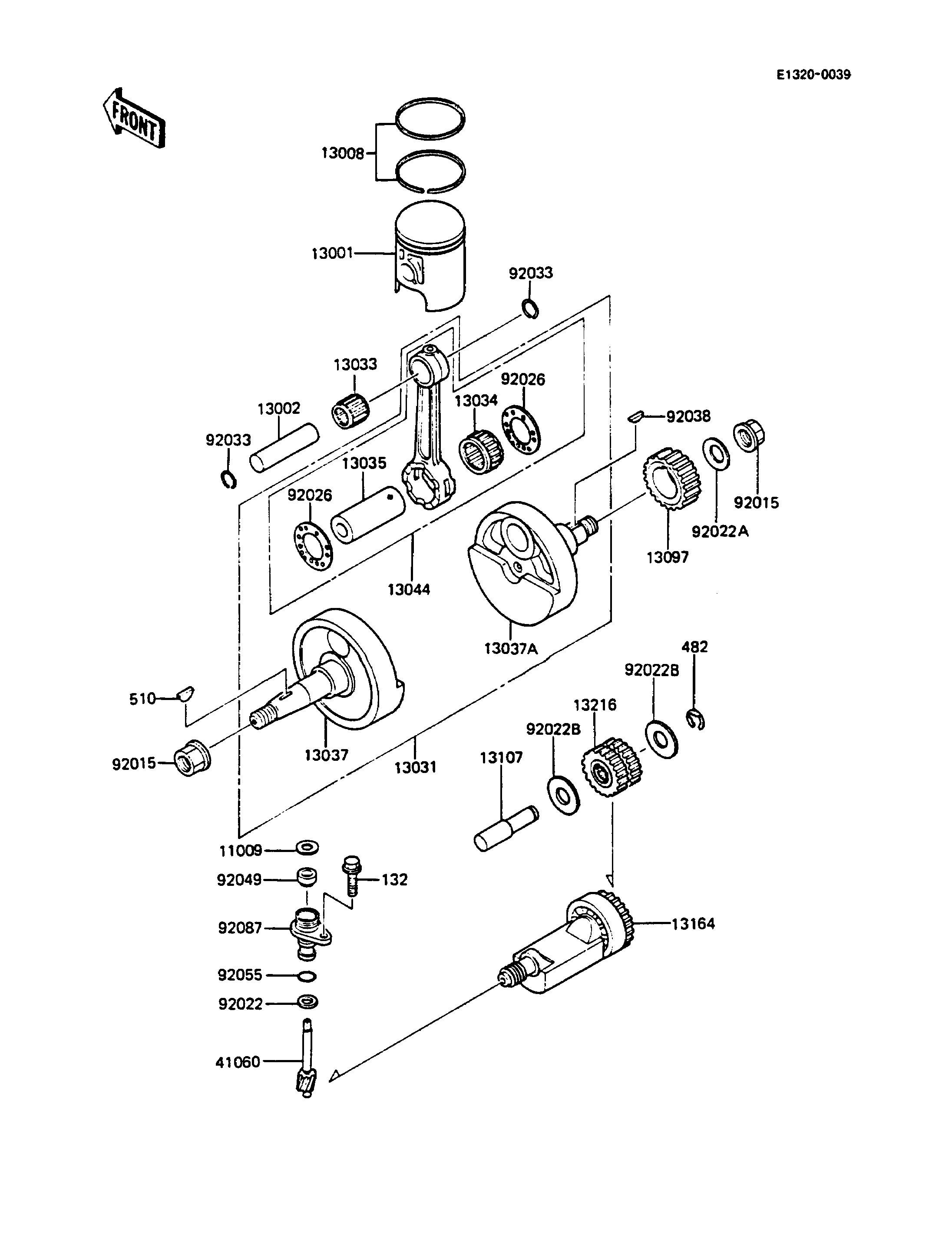 VILEBREQUINPISTON POUR KMX125 KMX125 A1 BLANC 1986 EUROPE