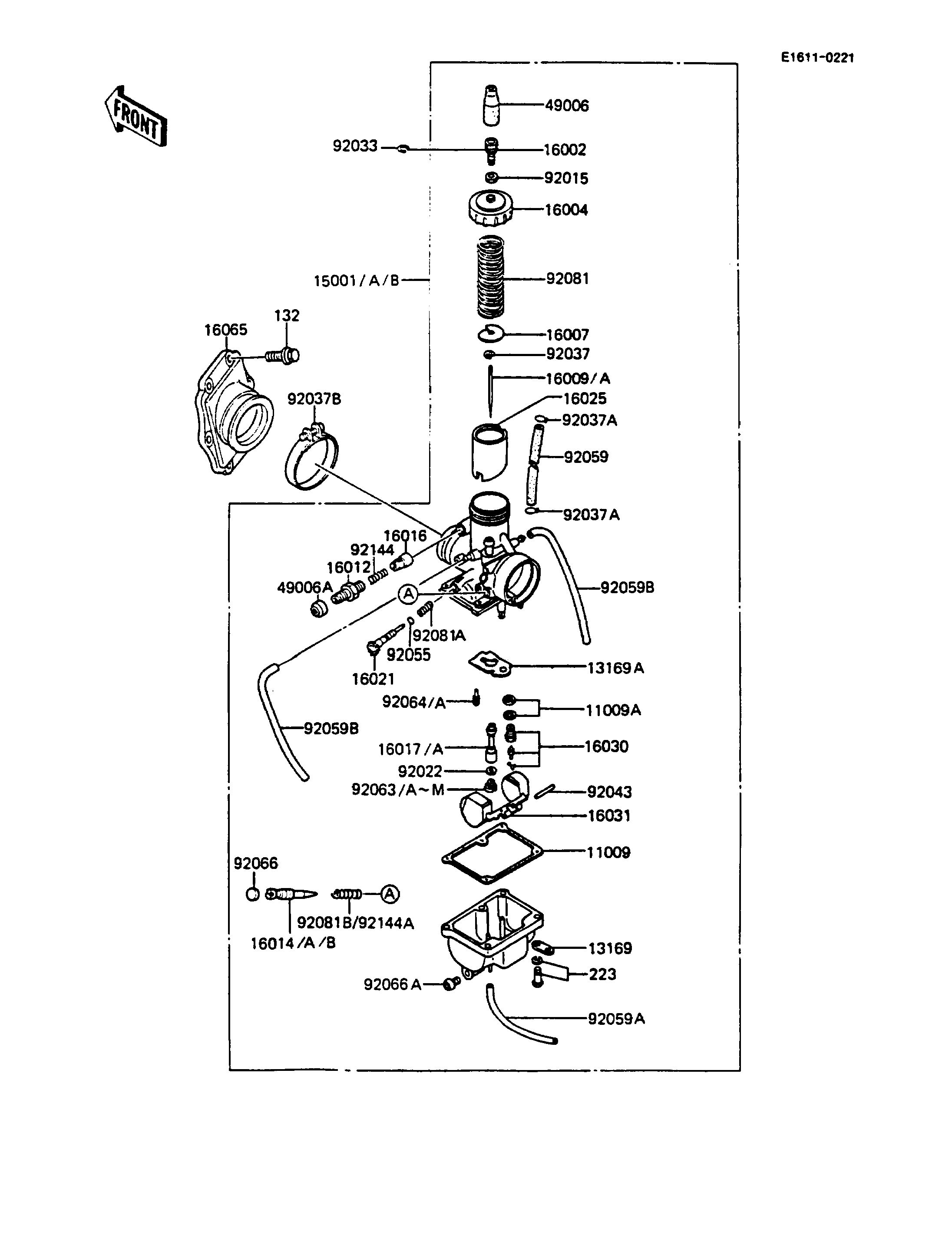 CARBURATEUR POUR KMX125 KMX125 A1 BLANC 1986 EUROPE