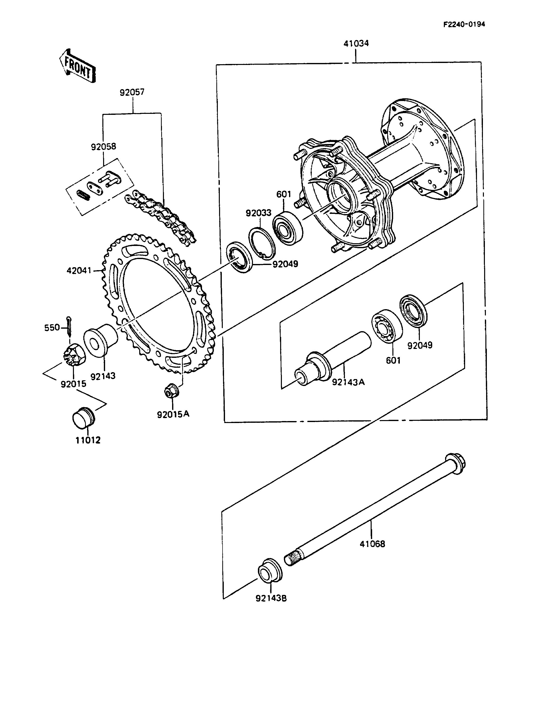 MOYEU ARRIERE POUR KMX125 KMX125 A1 BLANC 1986 EUROPE