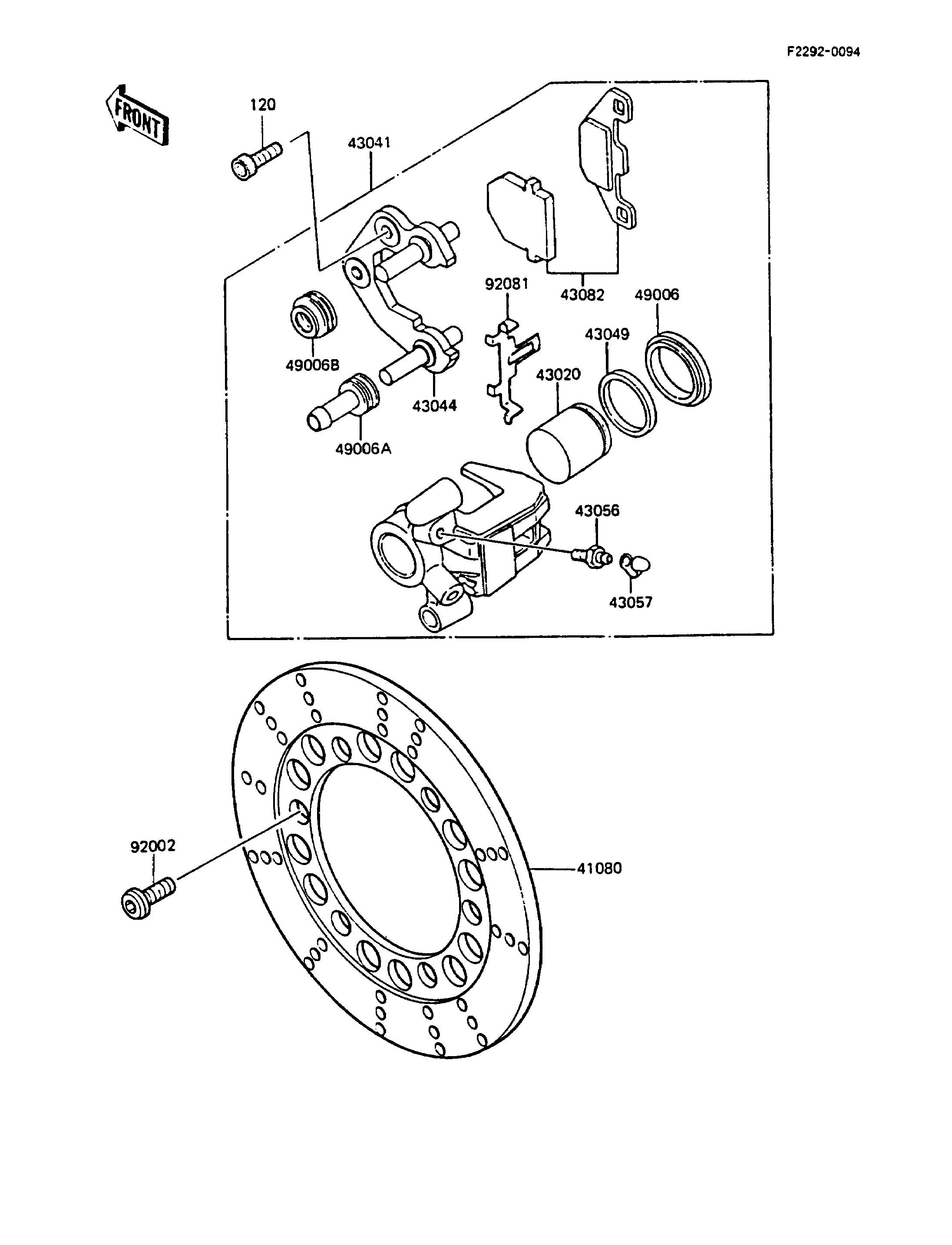 FREIN AVANT POUR KMX125 KMX125 A1 BLANC 1986 EUROPE