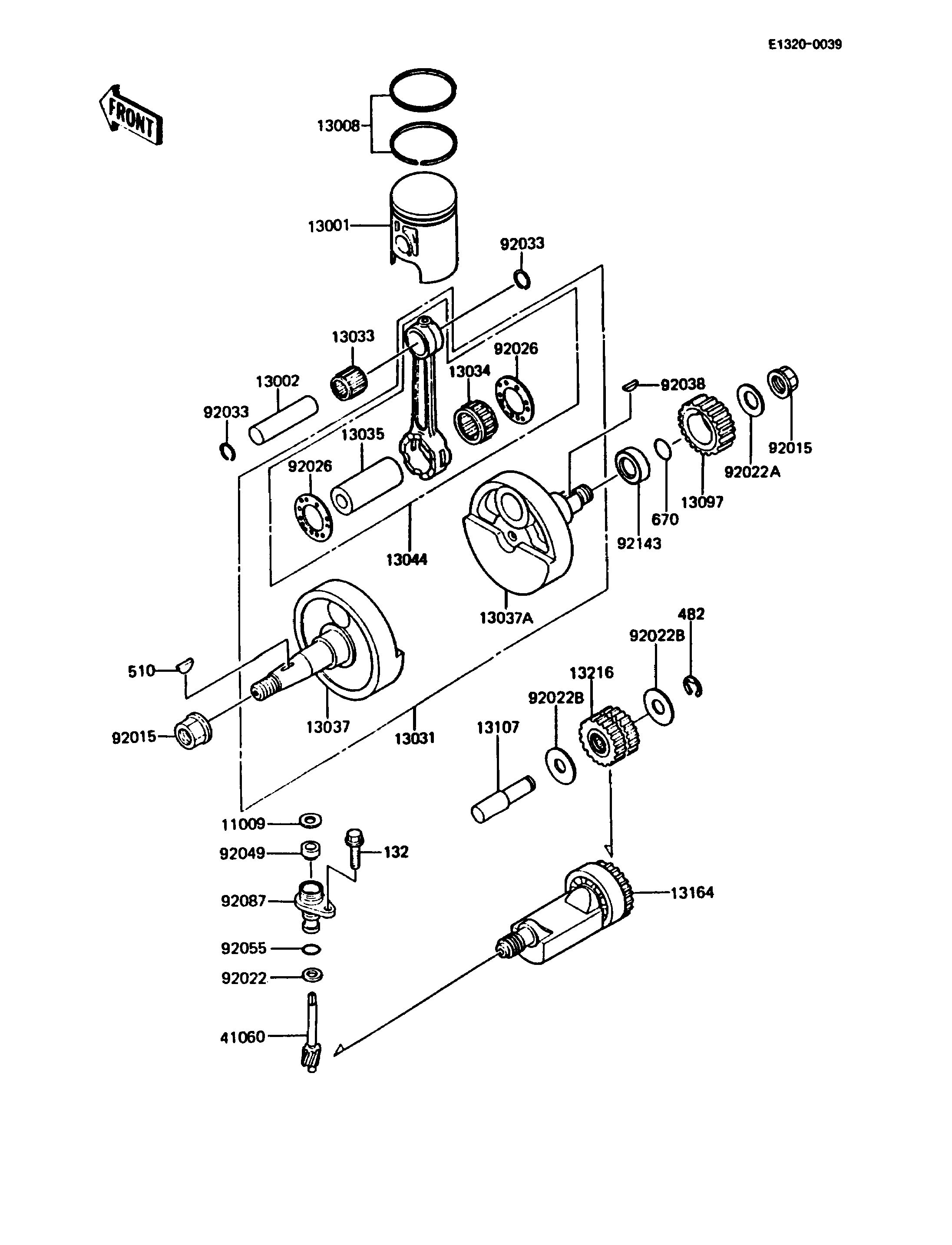 VILEBREQUINPISTON POUR KMX125 KMX125 A3 BLANC 1988 EUROPE