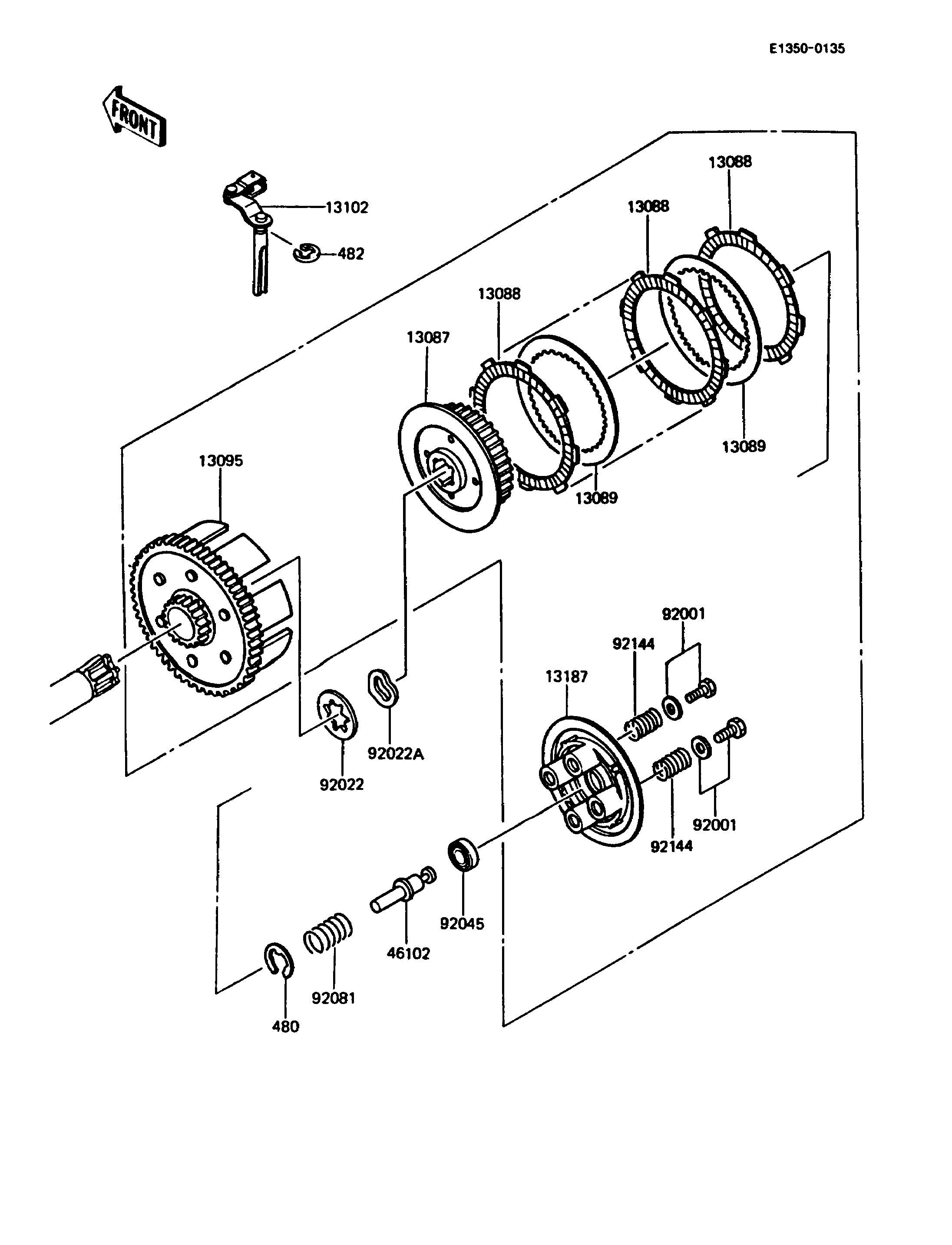 EMBRAYAGE MX125AE013436 POUR KMX125 KMX125 B1 BLANC 1986